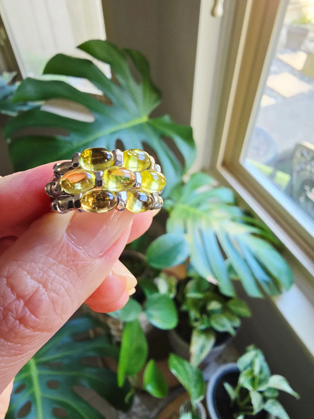 New Yellow Tourmaline natural gemstone sterling silver ring thumbnail