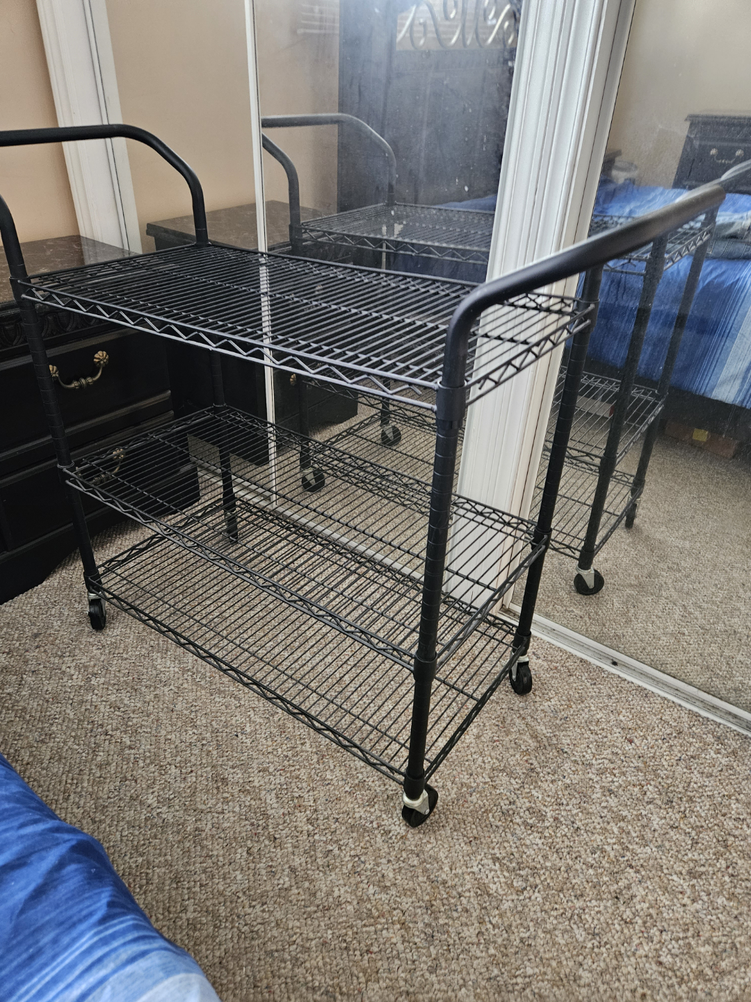 Black 3-Tier Rolling Cart with Handles