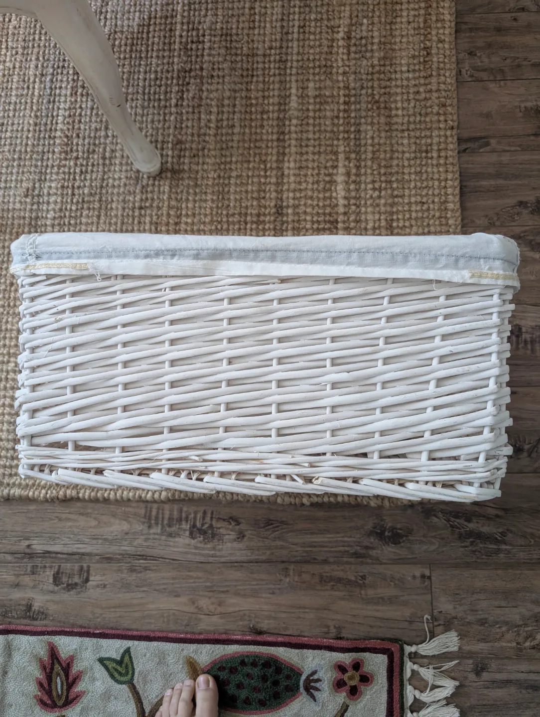 White Wicker Storage Basket with Liner image indicator(4)