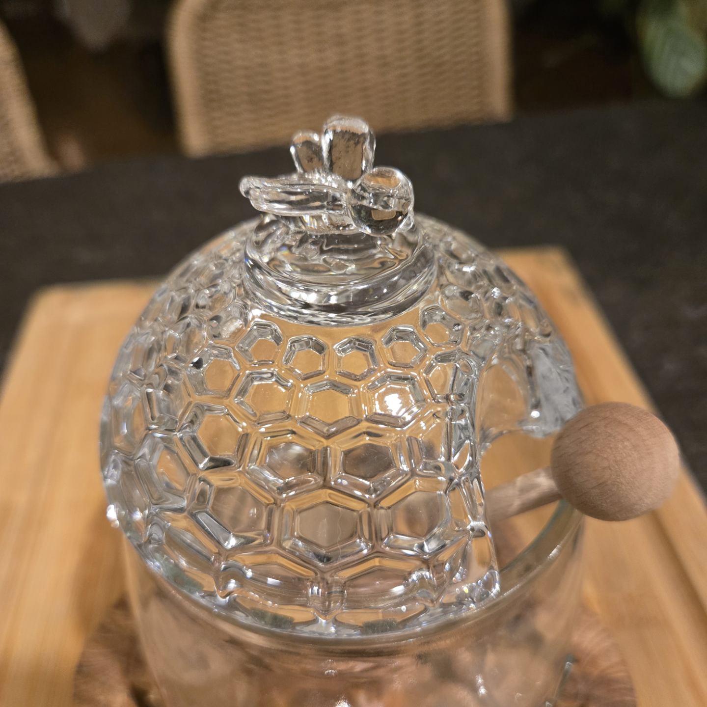 Glass Honey Pot with Beehive Lid and Honey Dipper - photo 3