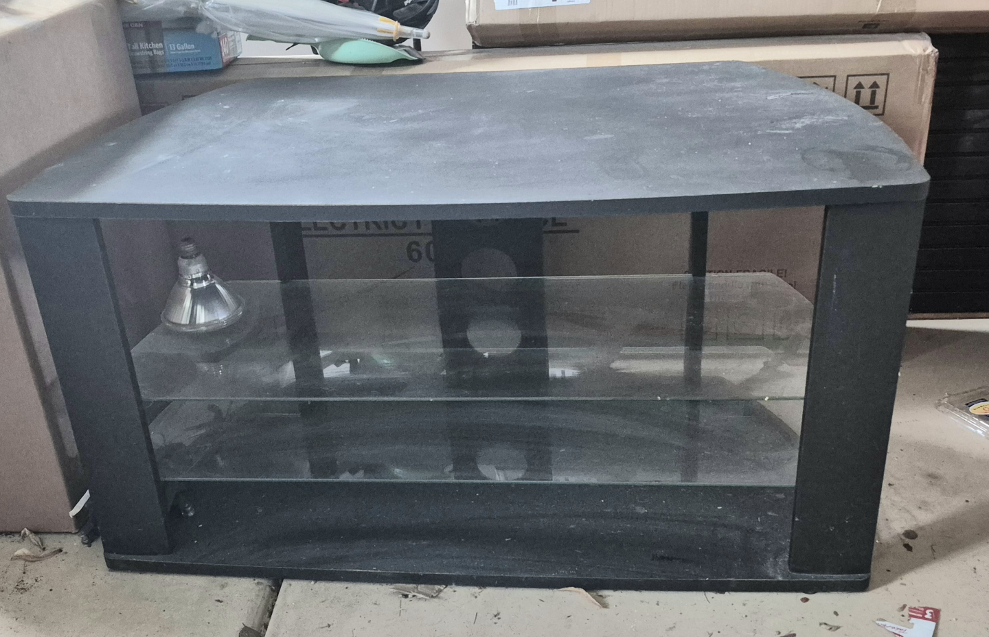 Black TV Stand with Glass Shelves