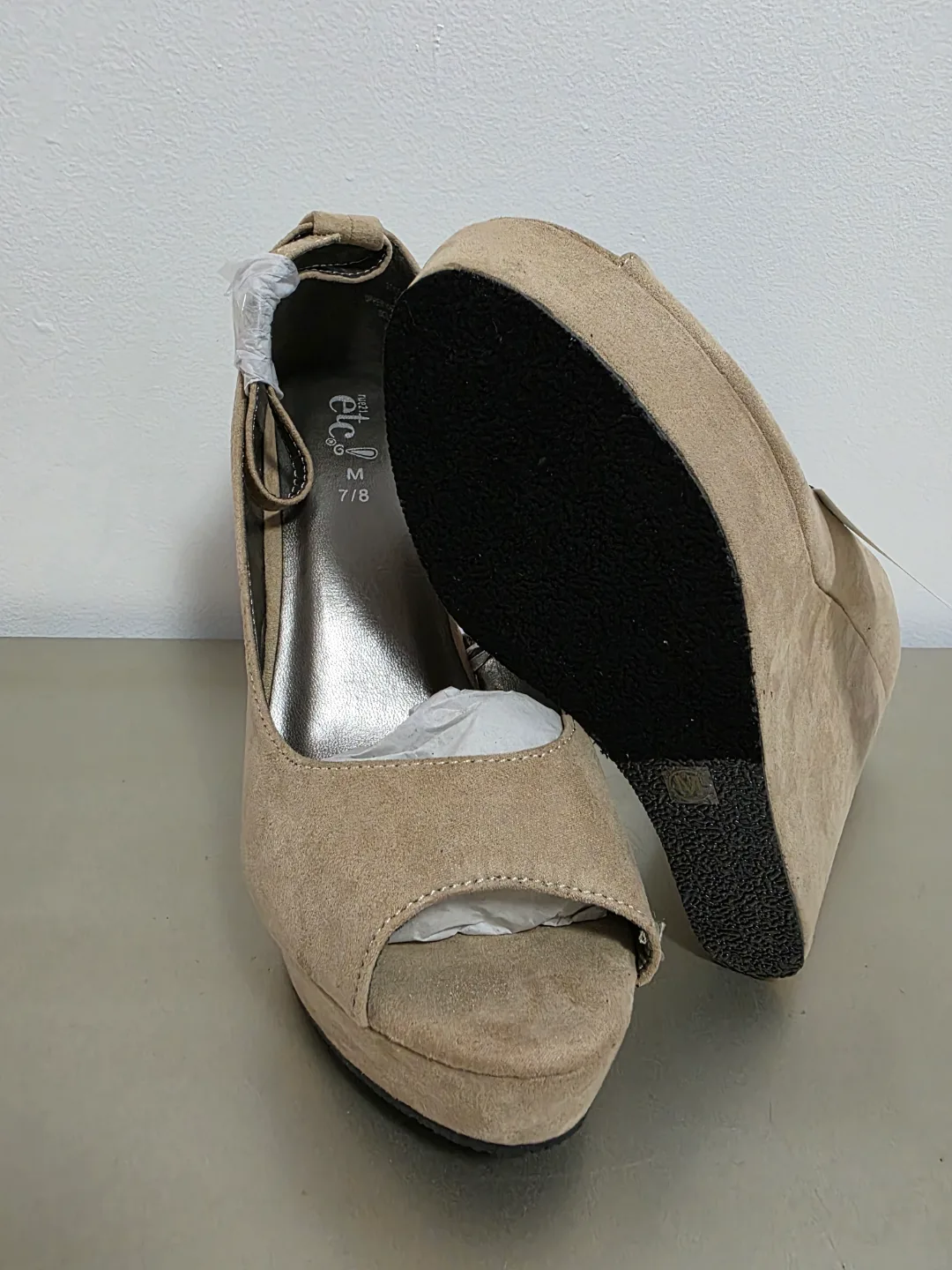 Rue21 Beige Suede Wedge Sandals - Size 7/8 image indicator(4)
