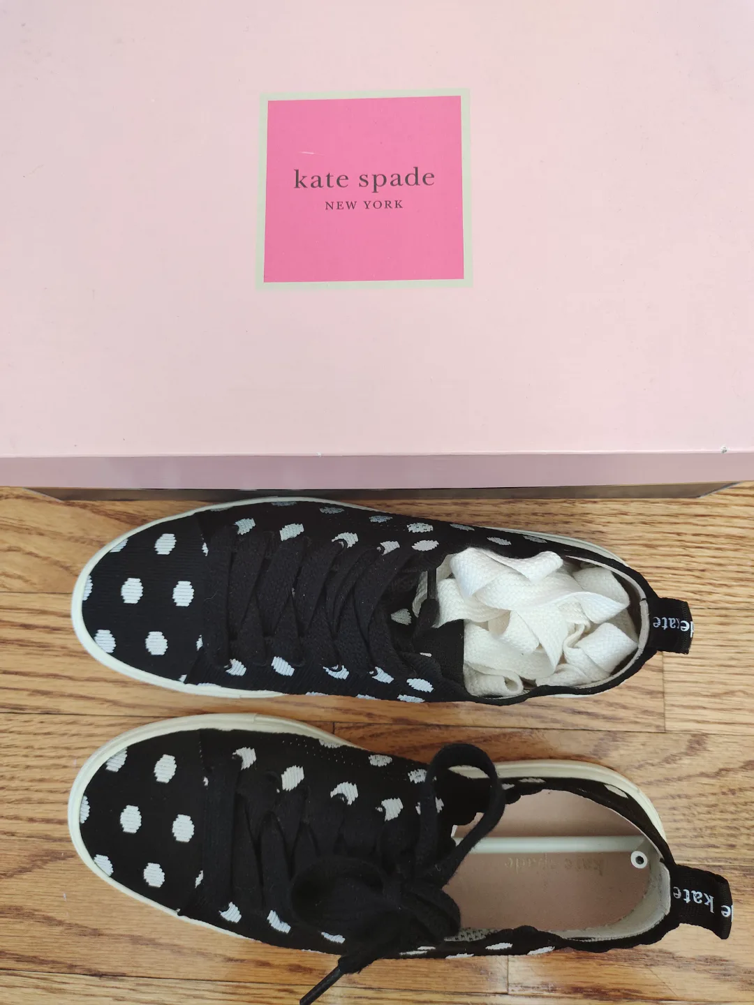 Kate Spade New York Black and White Polka Dot Knit Sneakers image indicator(3)