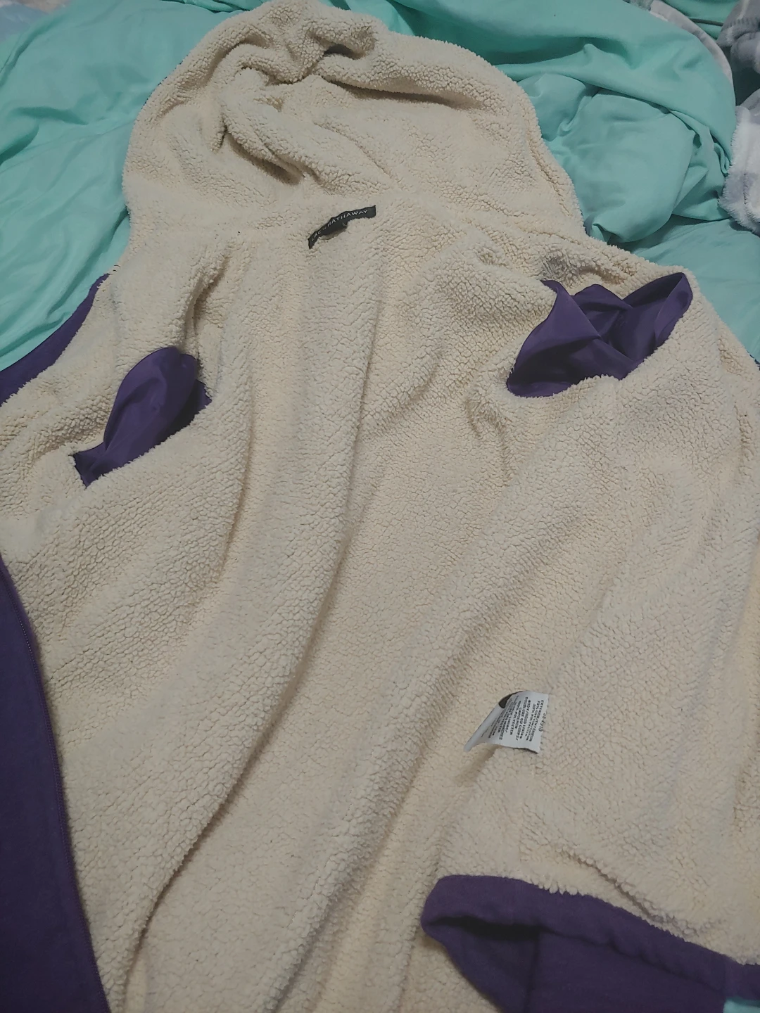 Purple Sherpa-Lined Hooded Jacket