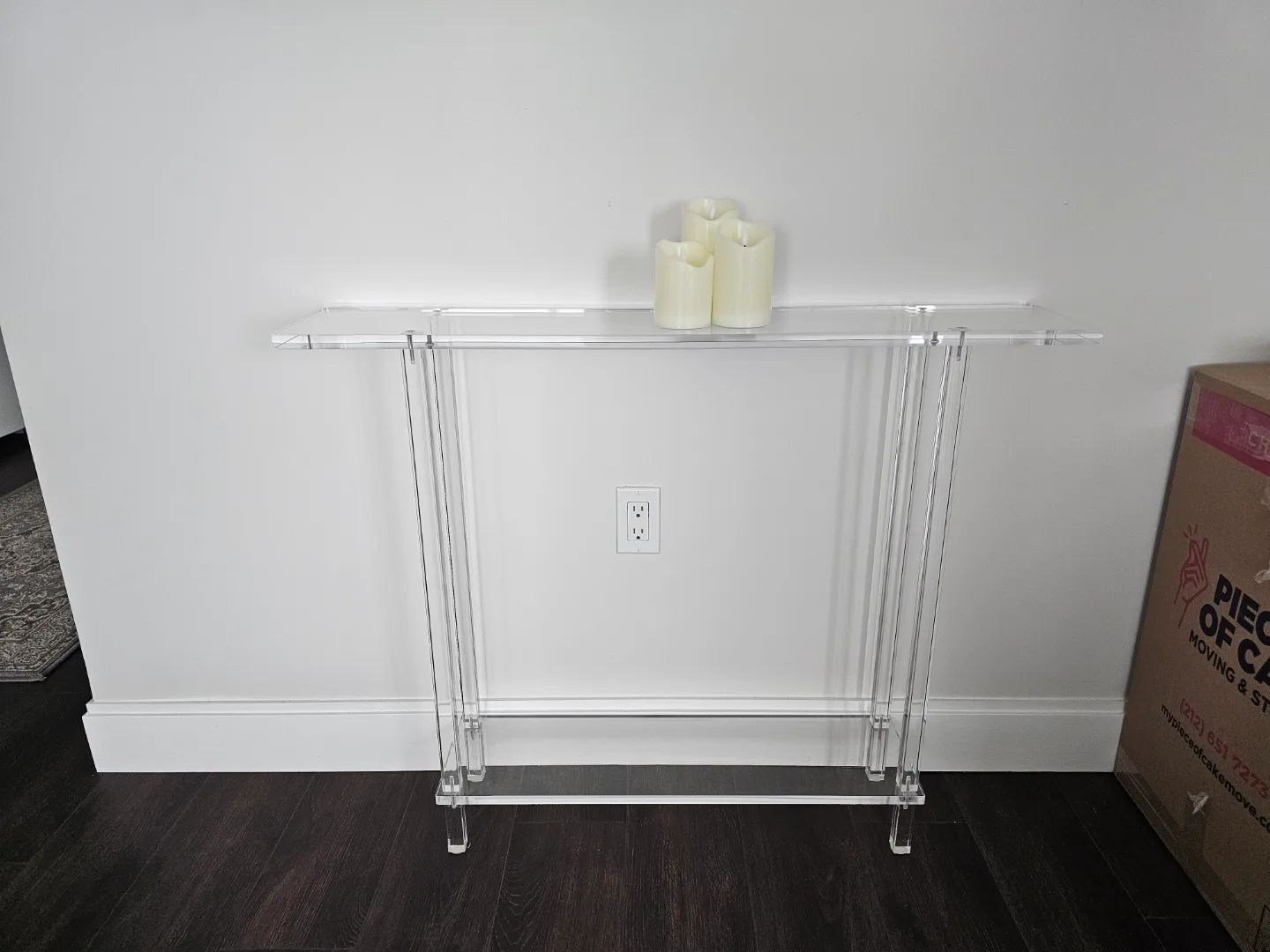 Clear Acrylic Console Table with Shelf thumbnail