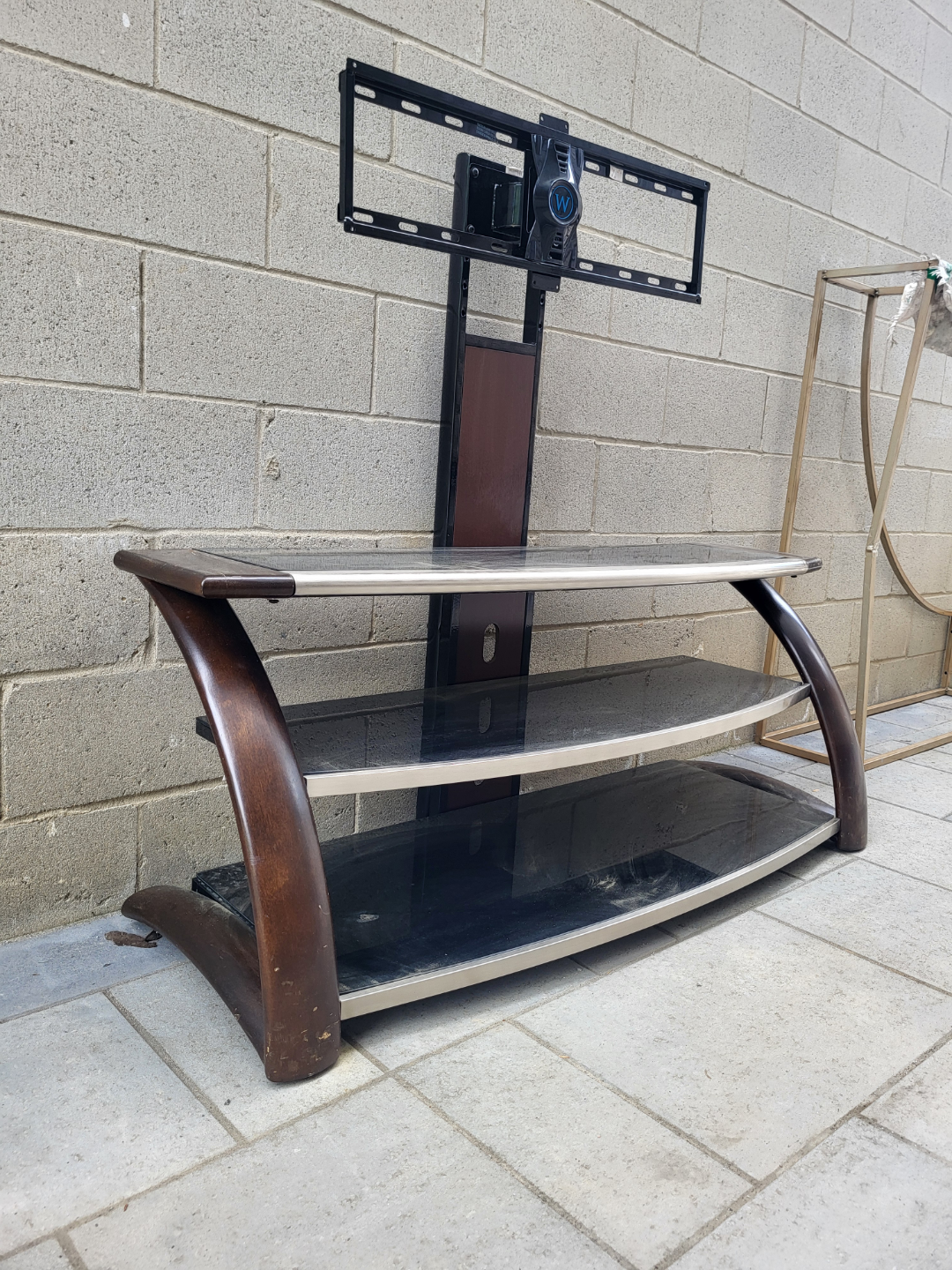TV Stand with Mount -  Dark Wood and Glass