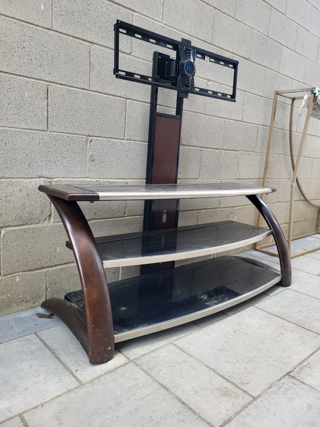 TV Stand with Mount -  Dark Wood and Glass thumbnail