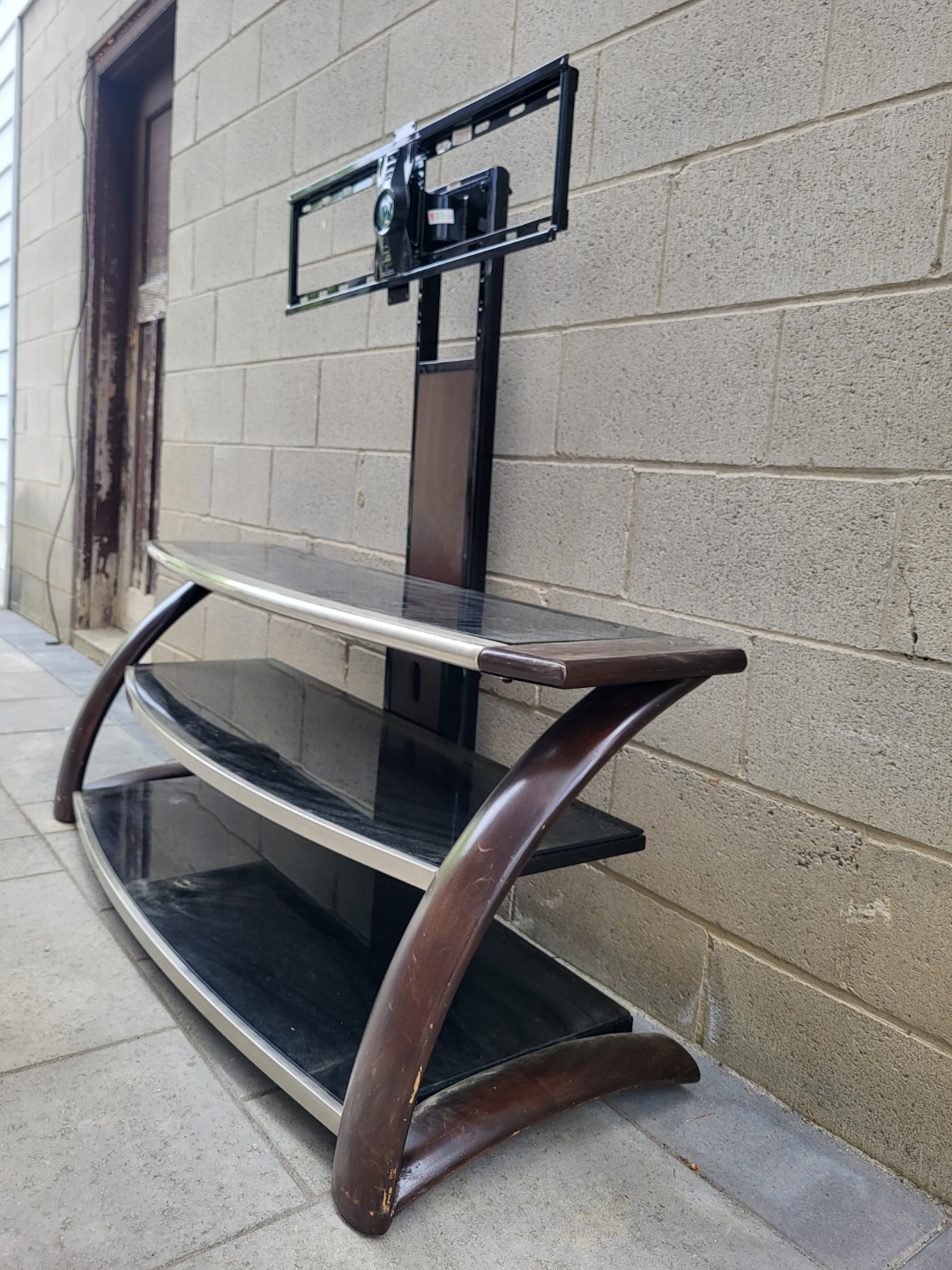 TV Stand with Mount -  Dark Wood and Glass - photo 2