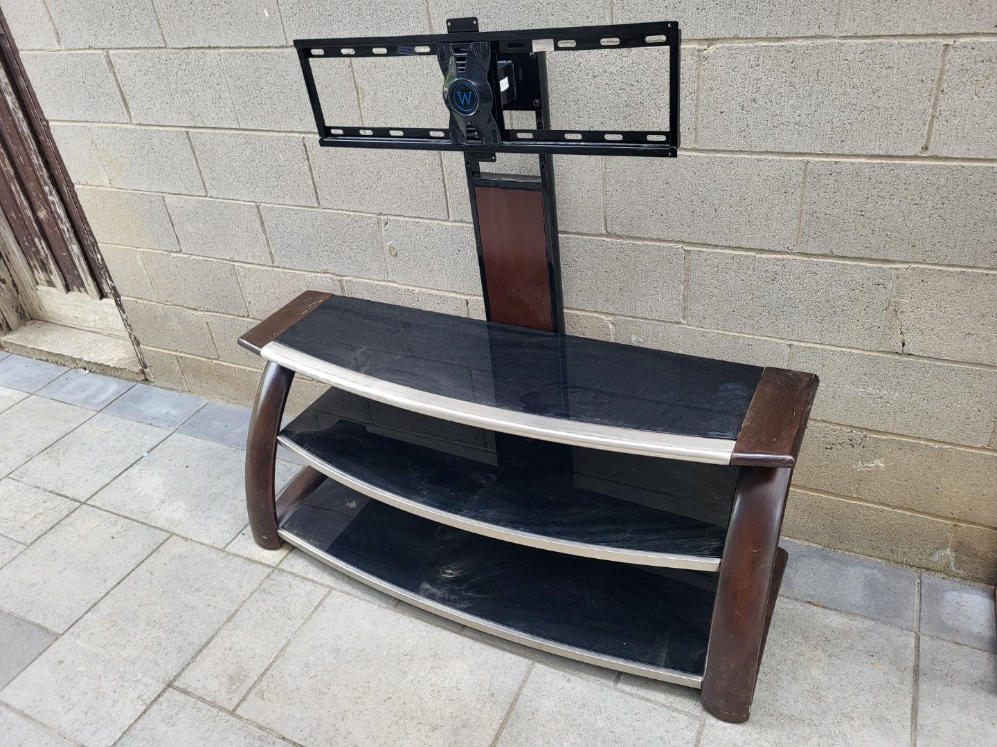 TV Stand with Mount -  Dark Wood and Glass - photo 3