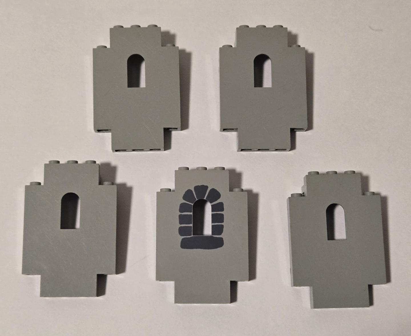 LEGO Castle Wall Pieces - Grey - 5 Pieces
