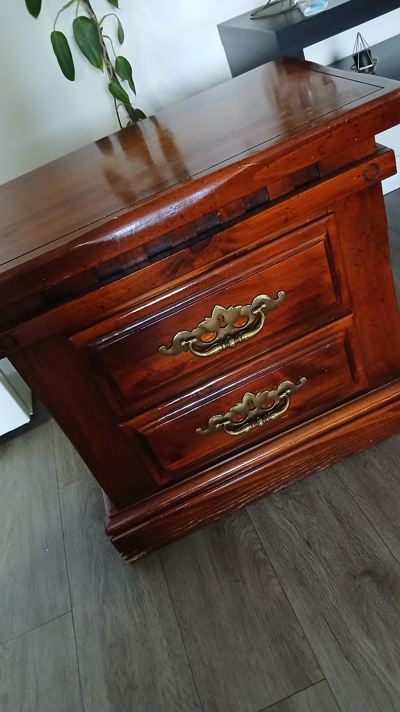 Dark Wood Two-Drawer Nightstand - photo 2