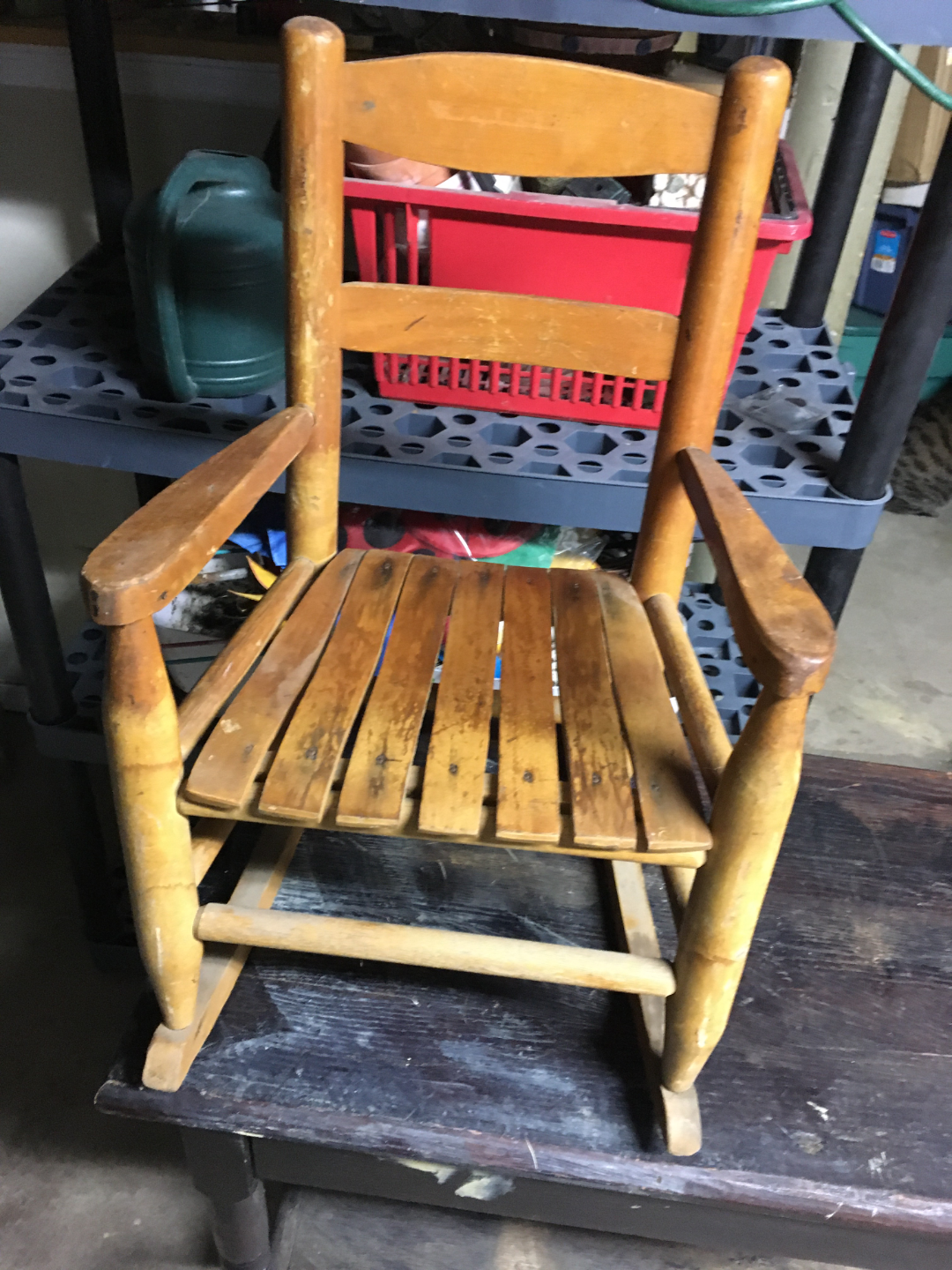 Vintage wooden child size rocking chair