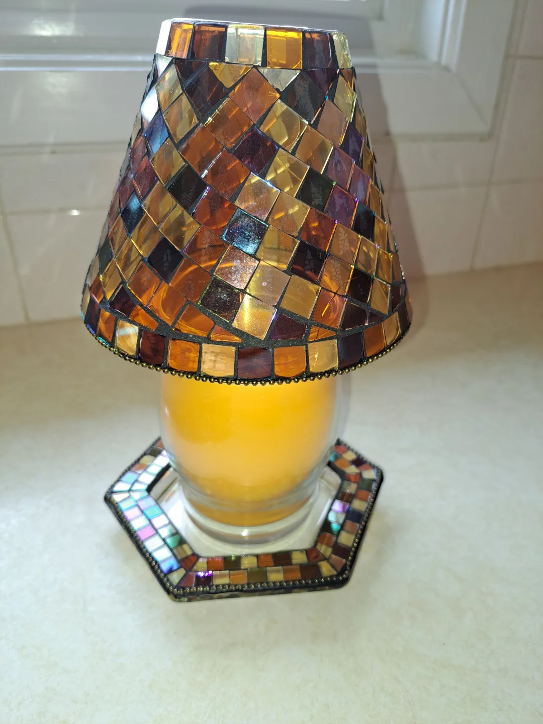 partylite Warm-toned mosaic glass candle warmer set thumbnail