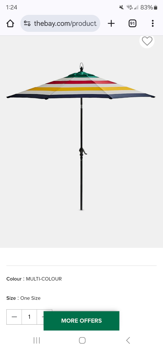 Multi-coloured Striped Patio Umbrella