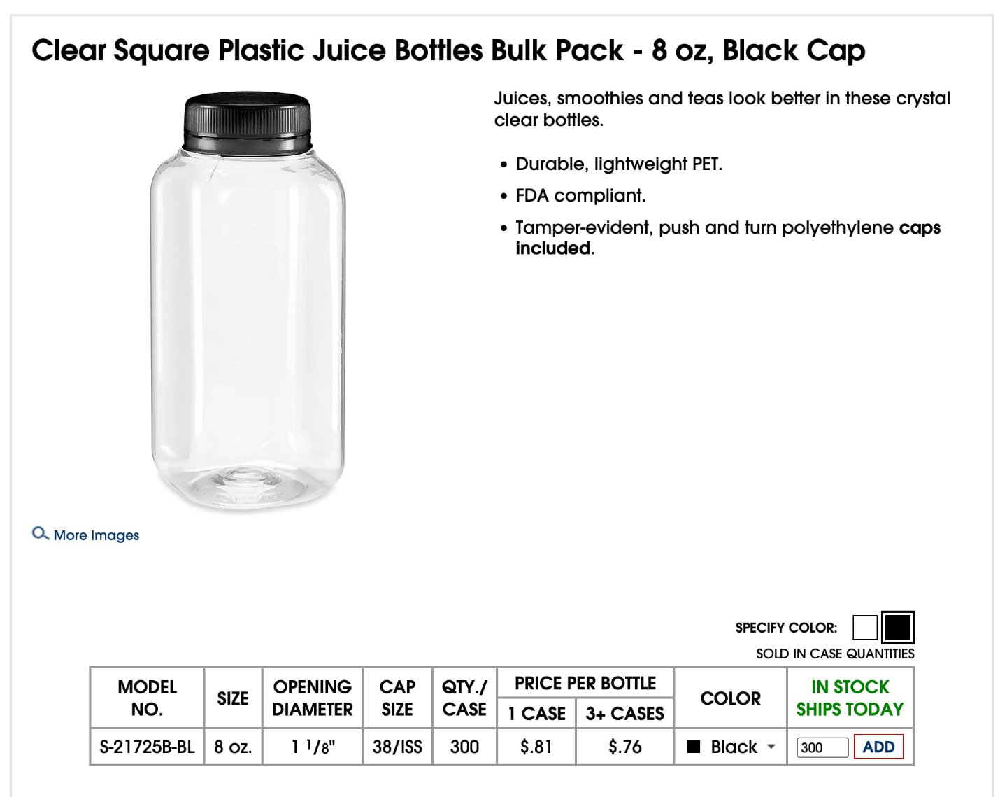 8oz Clear Square Plastic Juice Bottles Bulk [126 Bottles] - photo 2