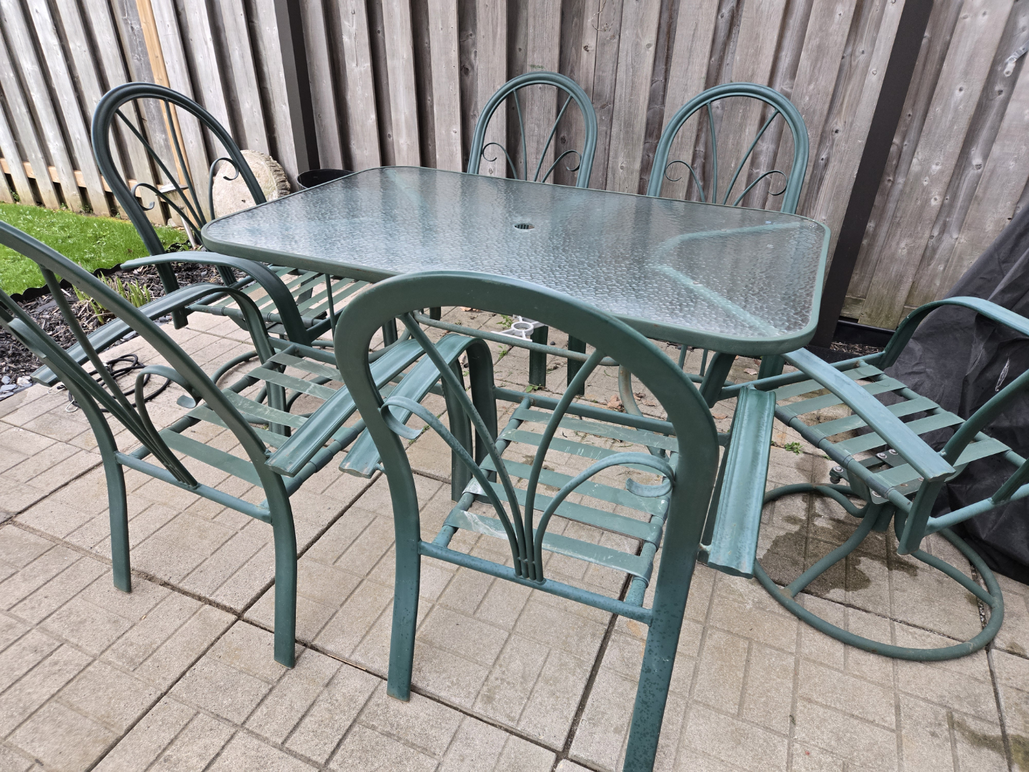 Outdoor Patio Set - Table and Six Chairs with Cushions - photo 3