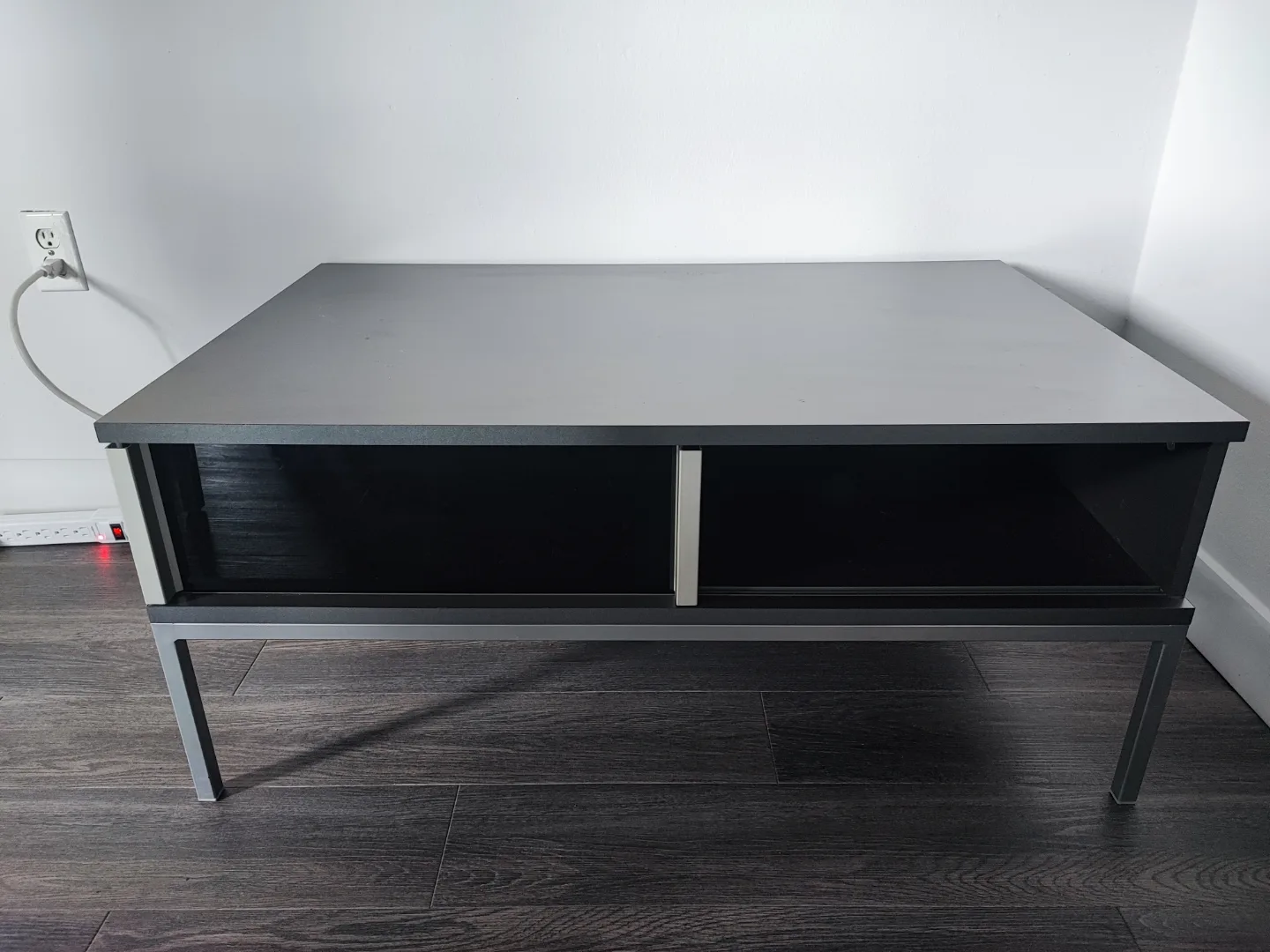 Grey Modern TV Stand with Storage and Metal Legs image indicator(3)