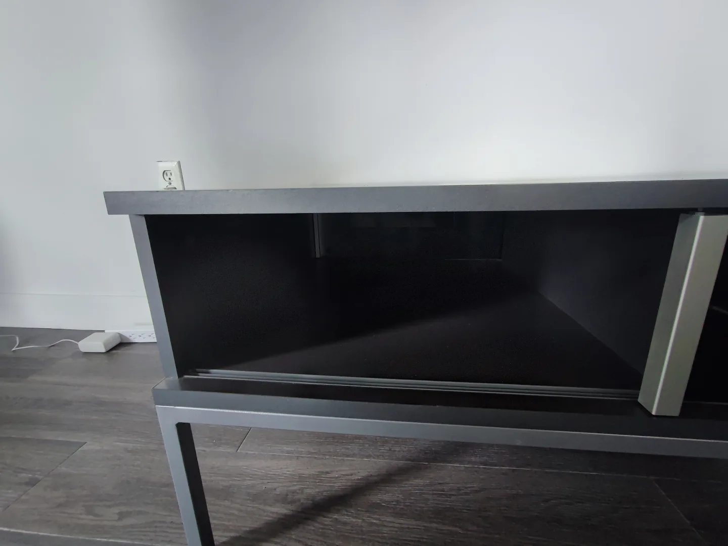 Grey Modern TV Stand with Storage and Metal Legs image indicator(4)