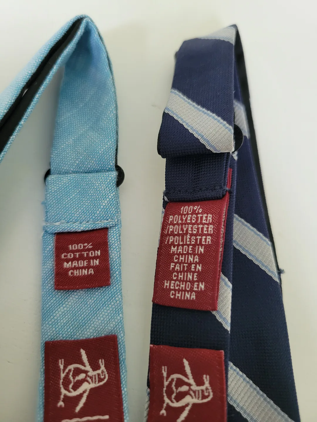 2 x Penguin Bowties - Blue Linen & Navy Striped image indicator(5)