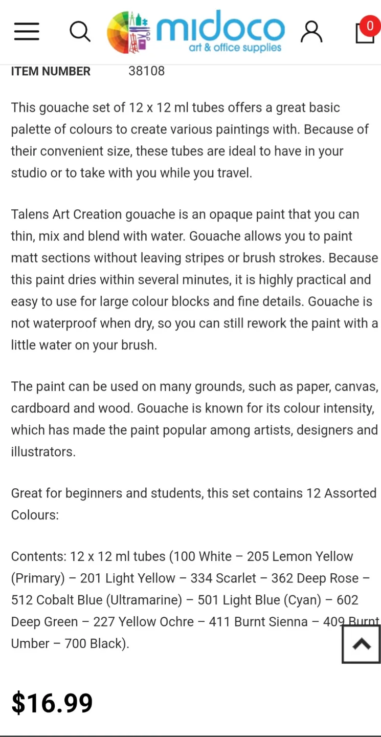 Talens Art Creation Gouache Paint Set - 12 x 12ml Tubes image indicator(4)