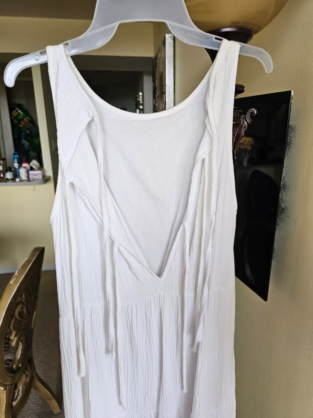 White sleeveless midi dress with tiered skirt image indicator(2)