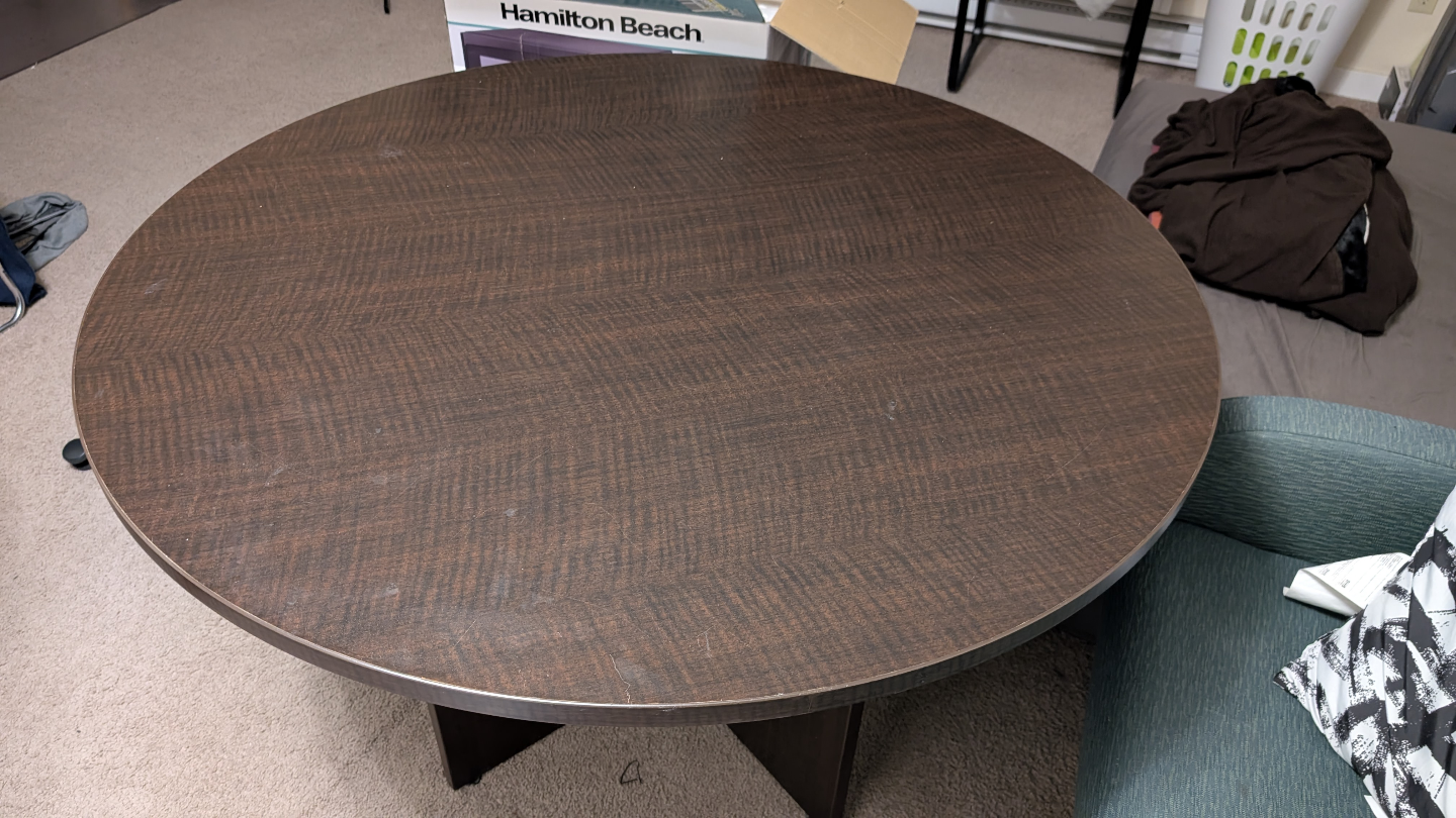 Round Dark Brown Wooden Table - photo 2