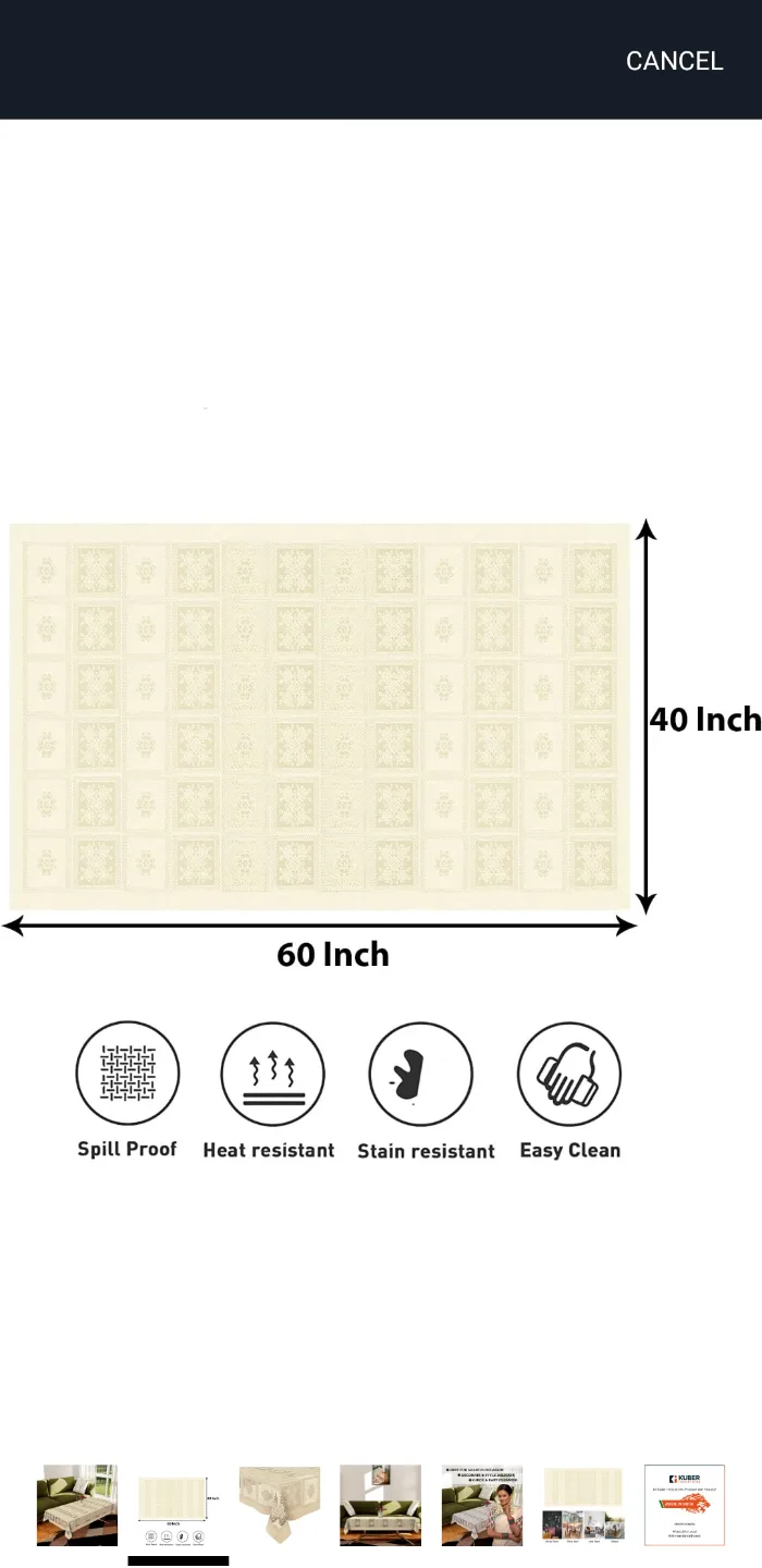Cream Tablecloth - 60x40 Inches image indicator(4)