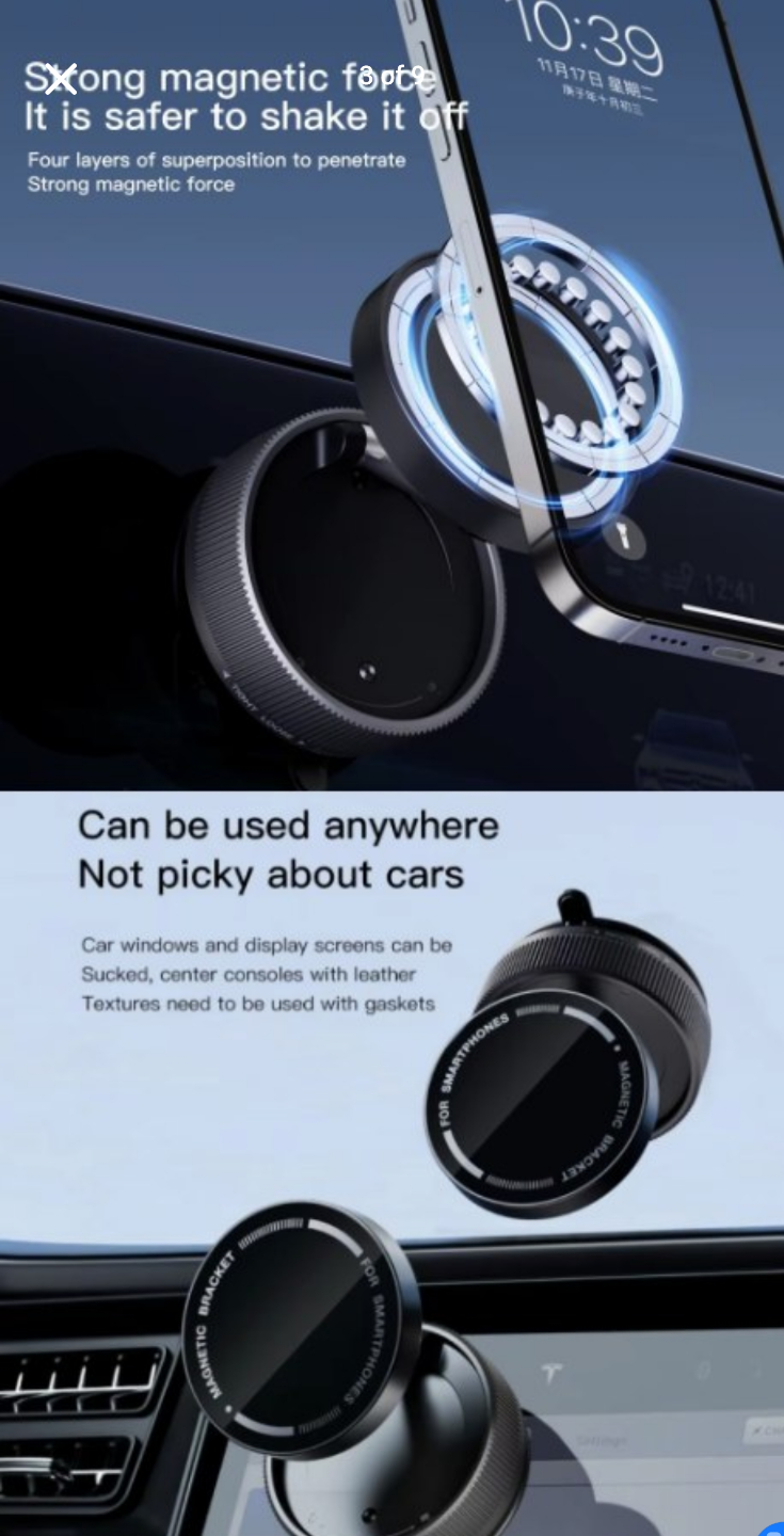 Vacuum Suction Magnetic Phone Holder Degree Rotation Foldable - photo 2