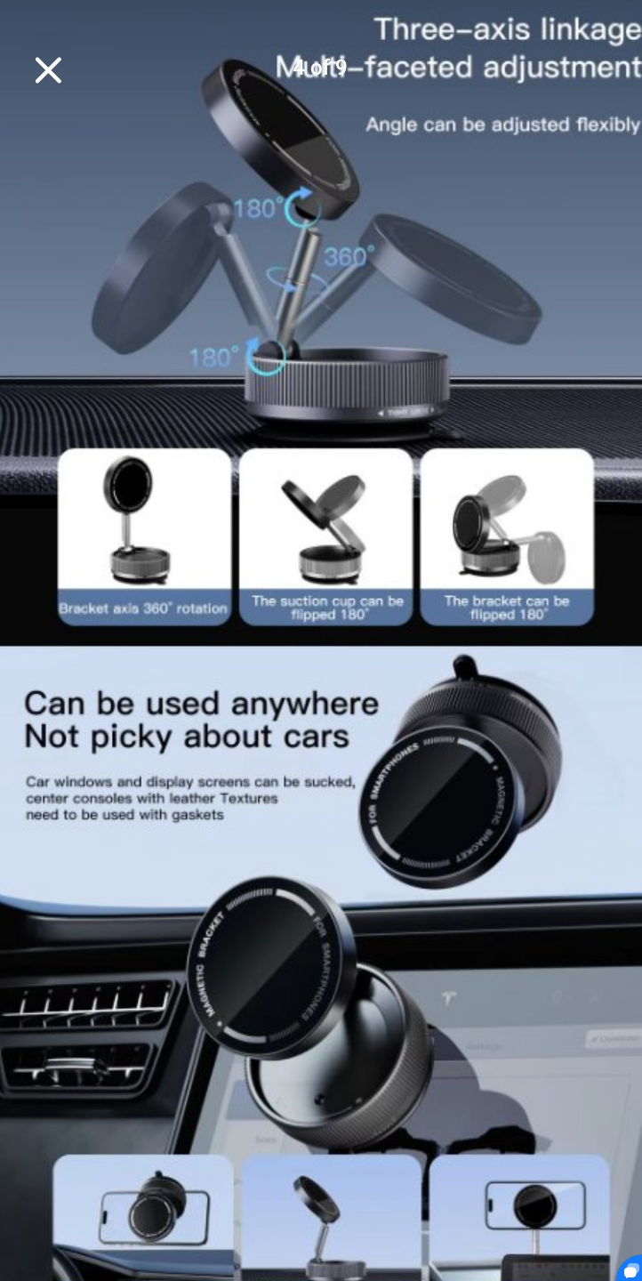 Vacuum Suction Magnetic Phone Holder Degree Rotation Foldable - photo 3
