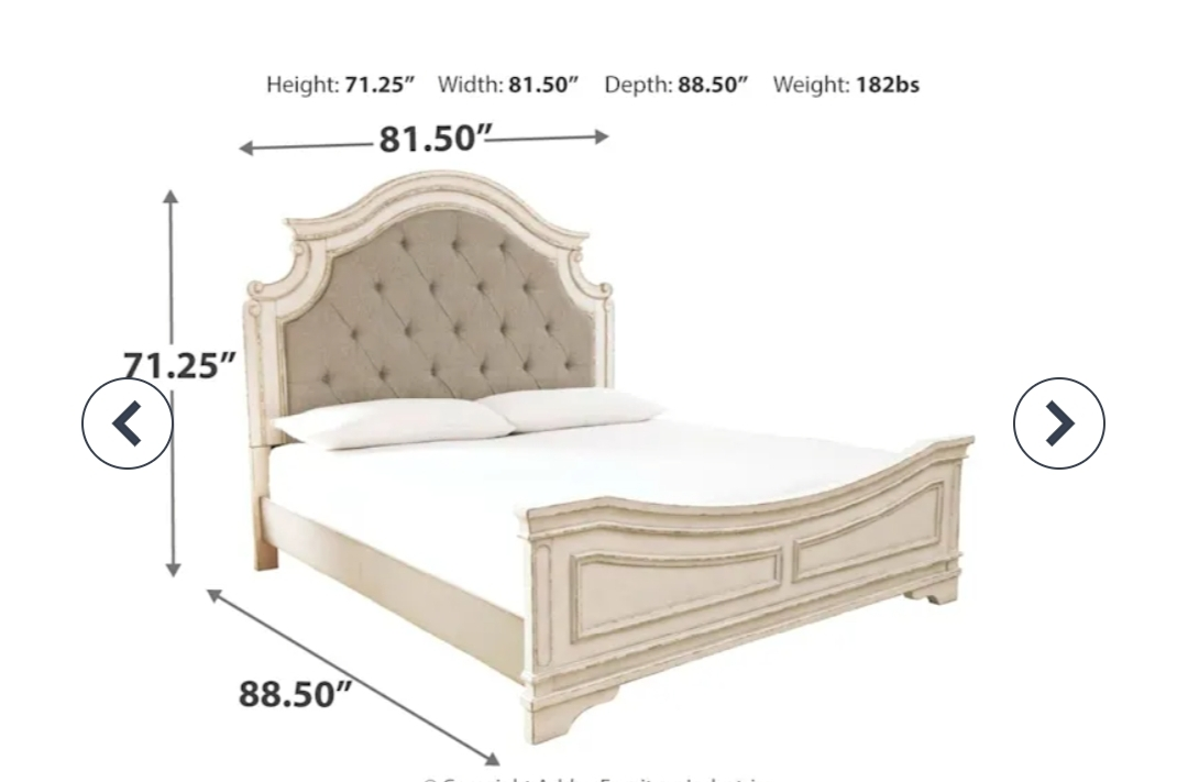 Queen Size Headboard Bed Frame - Antique White (MOVİNG SALE)