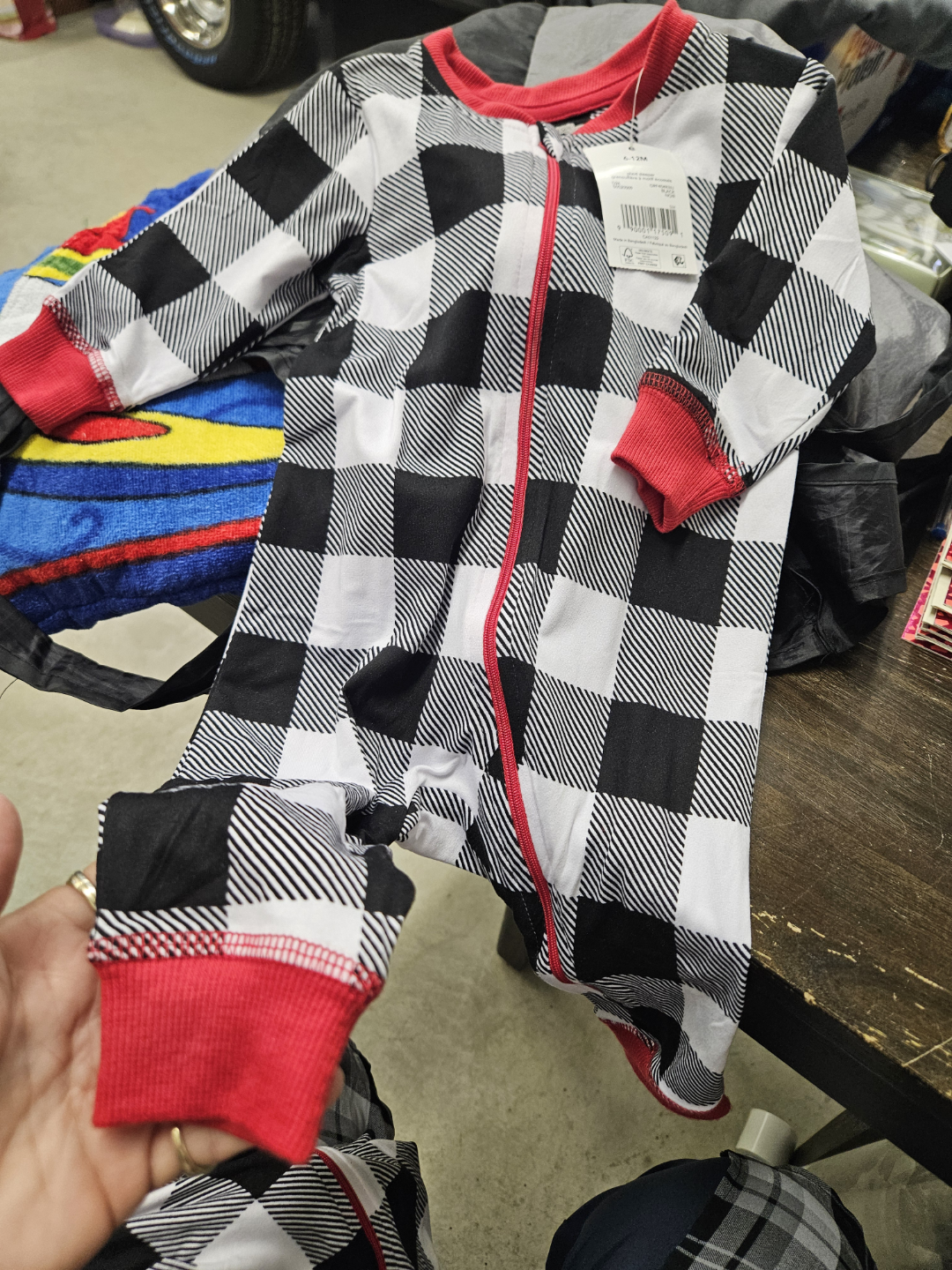 NEW George Baby2, 6-12 Month Black and White Plaid Sleeper