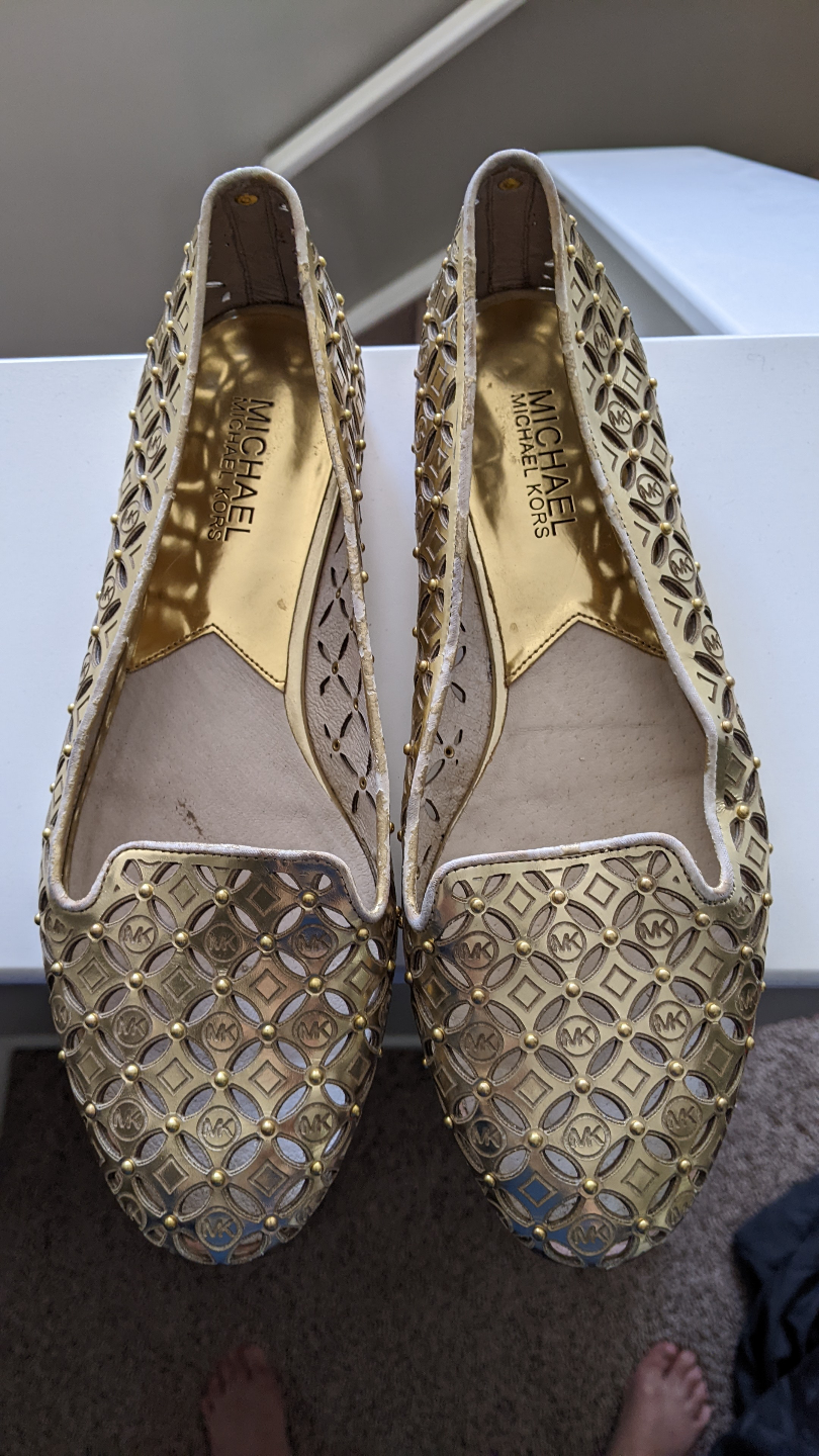 Gold Michael Kors Laser Cut Flats - Size 7M - photo 2