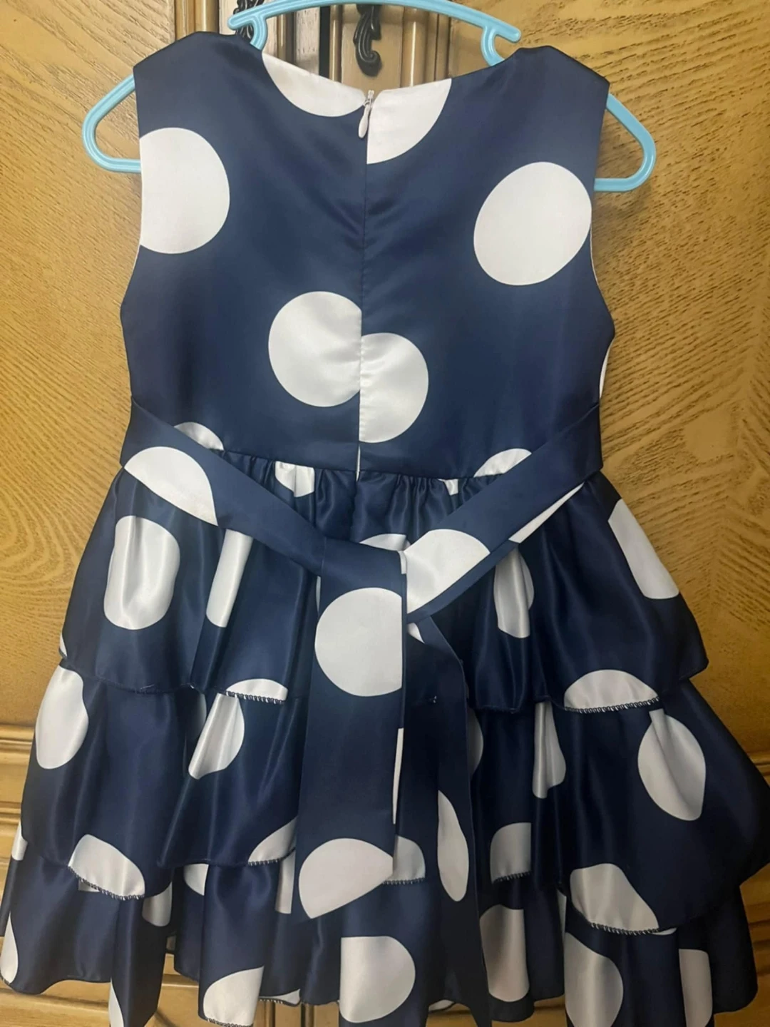 Girls' Navy Blue and White Polka Dot Dress - photo 2
