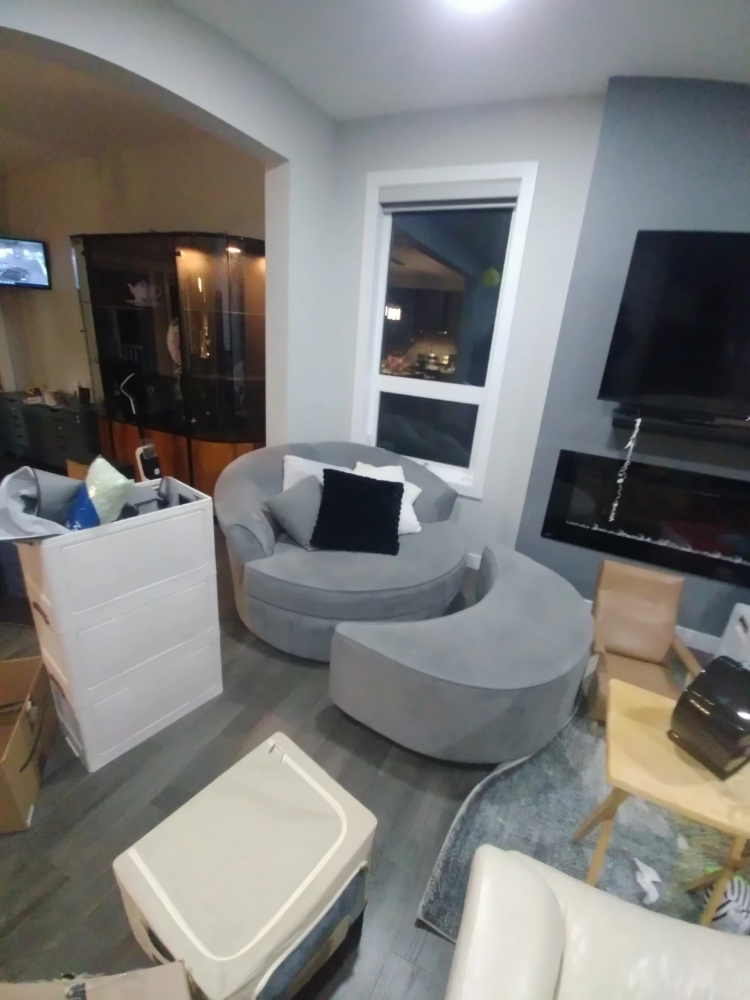 Grey Swivel Chair and Ottoman Set - photo 2