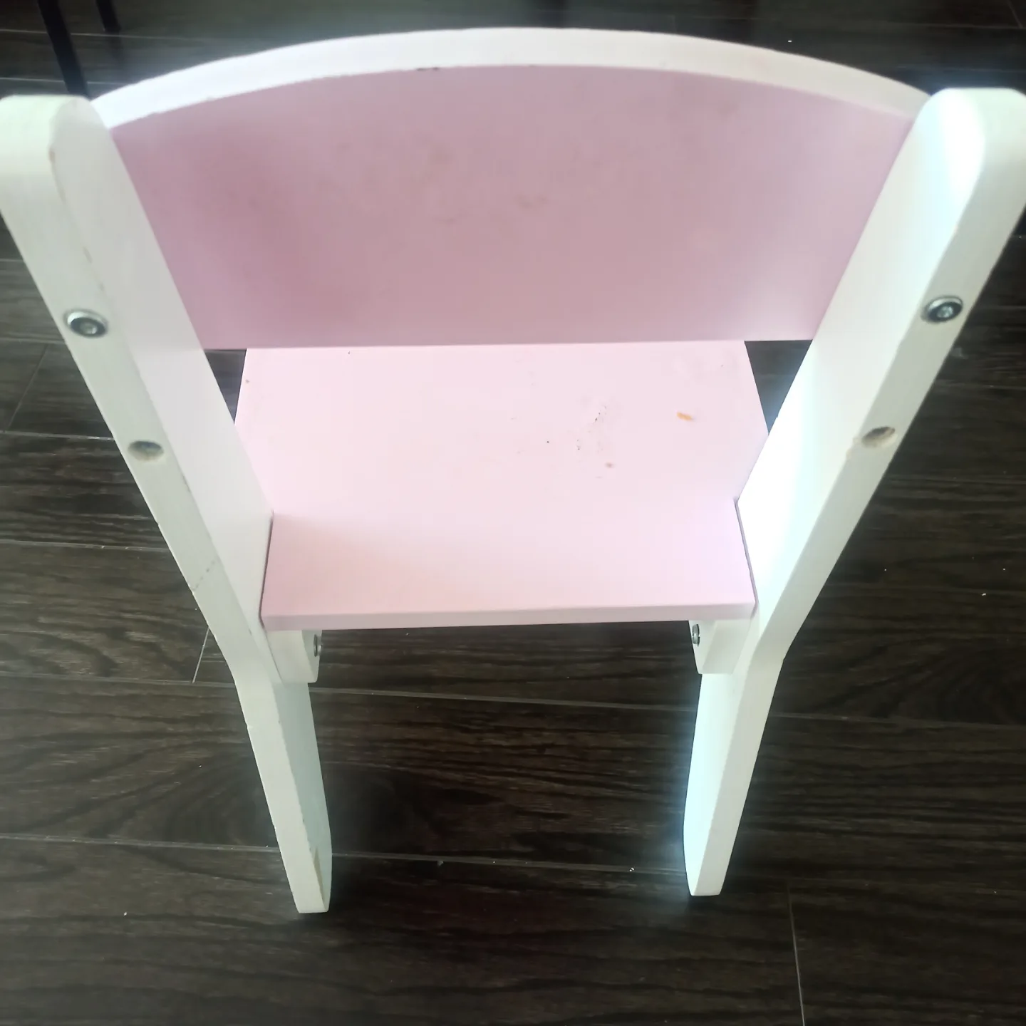 Little girls pink and white wooden chair image indicator(2)