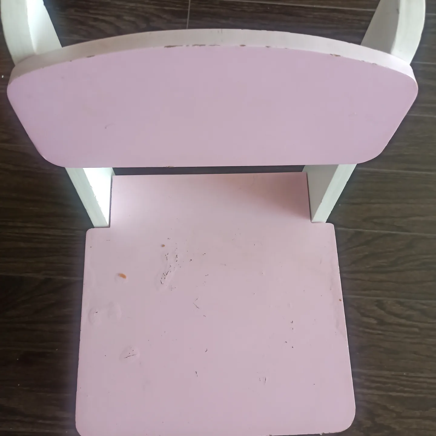 Little girls pink and white wooden chair image indicator(3)
