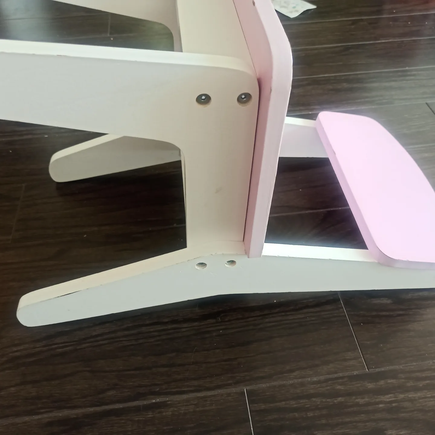 Little girls pink and white wooden chair image indicator(4)