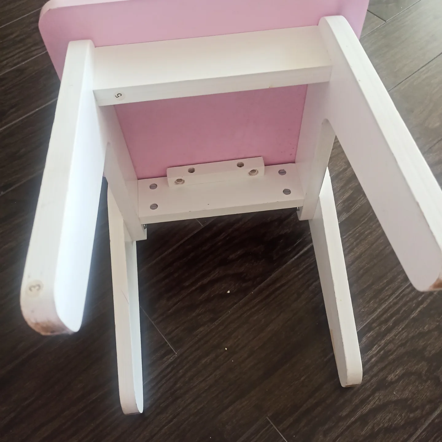 Little girls pink and white wooden chair image indicator(5)