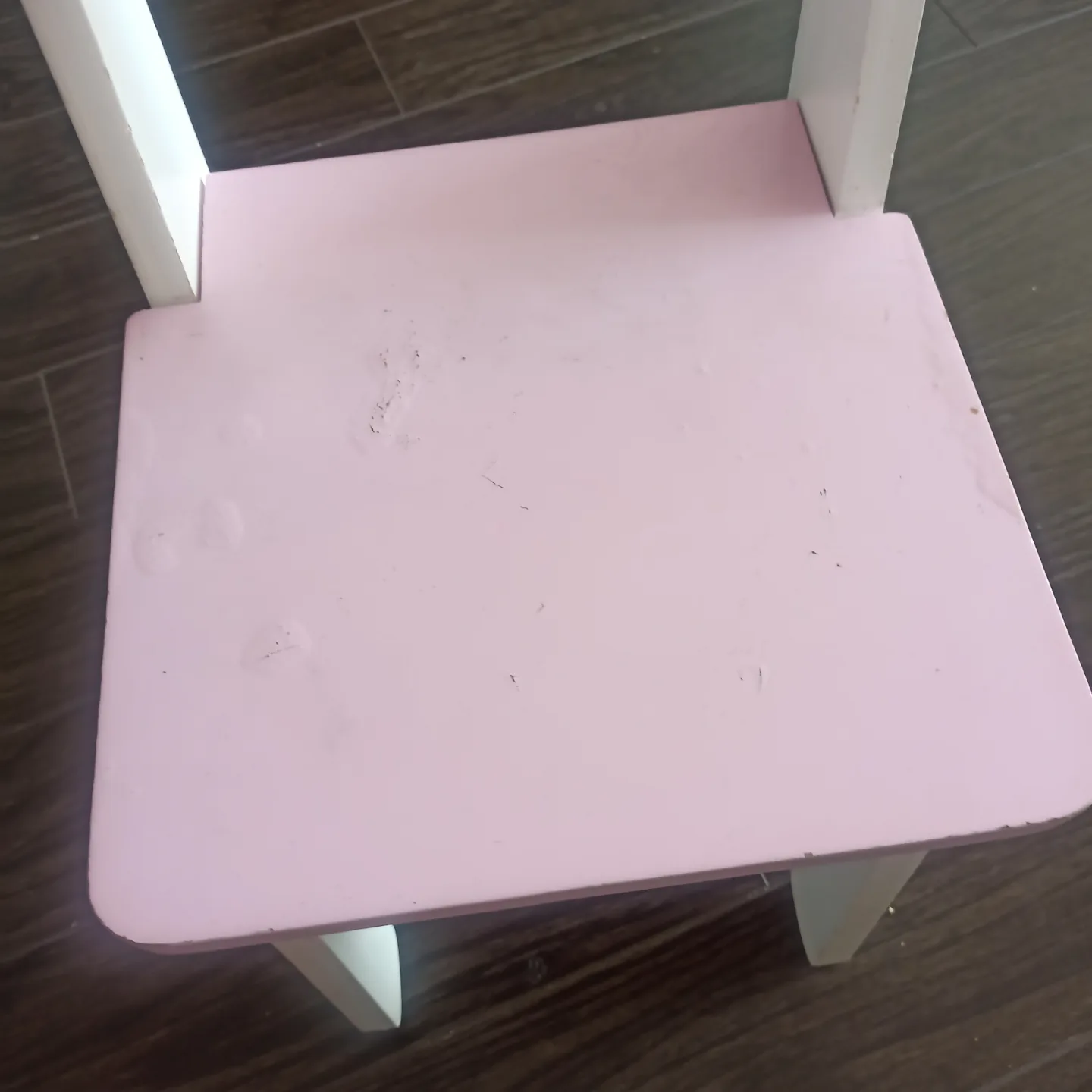 Little girls pink and white wooden chair image indicator(6)