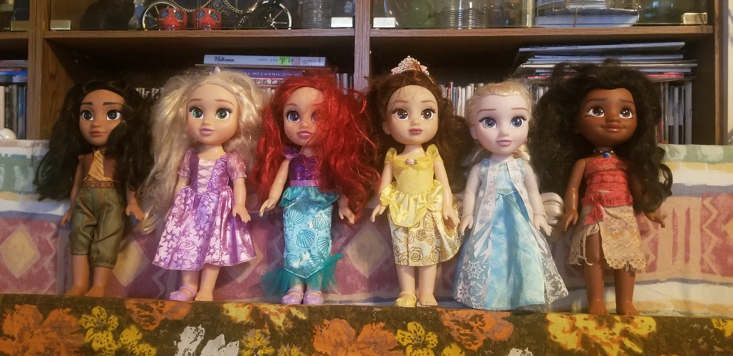 Disney Dolls  , Six , 14 inches tall .