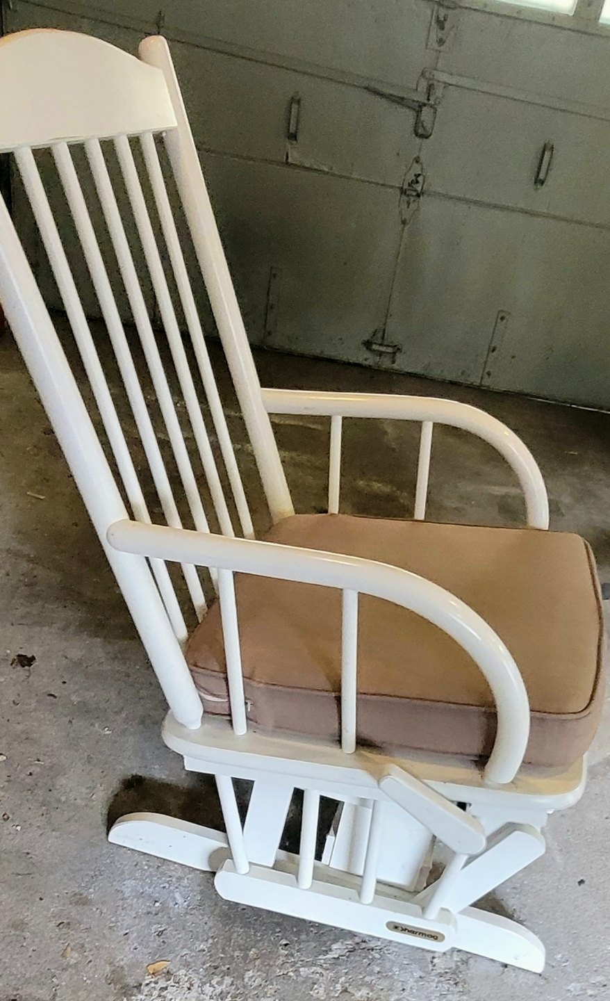 White Wooden Glider Rocker with Cushion - photo 3