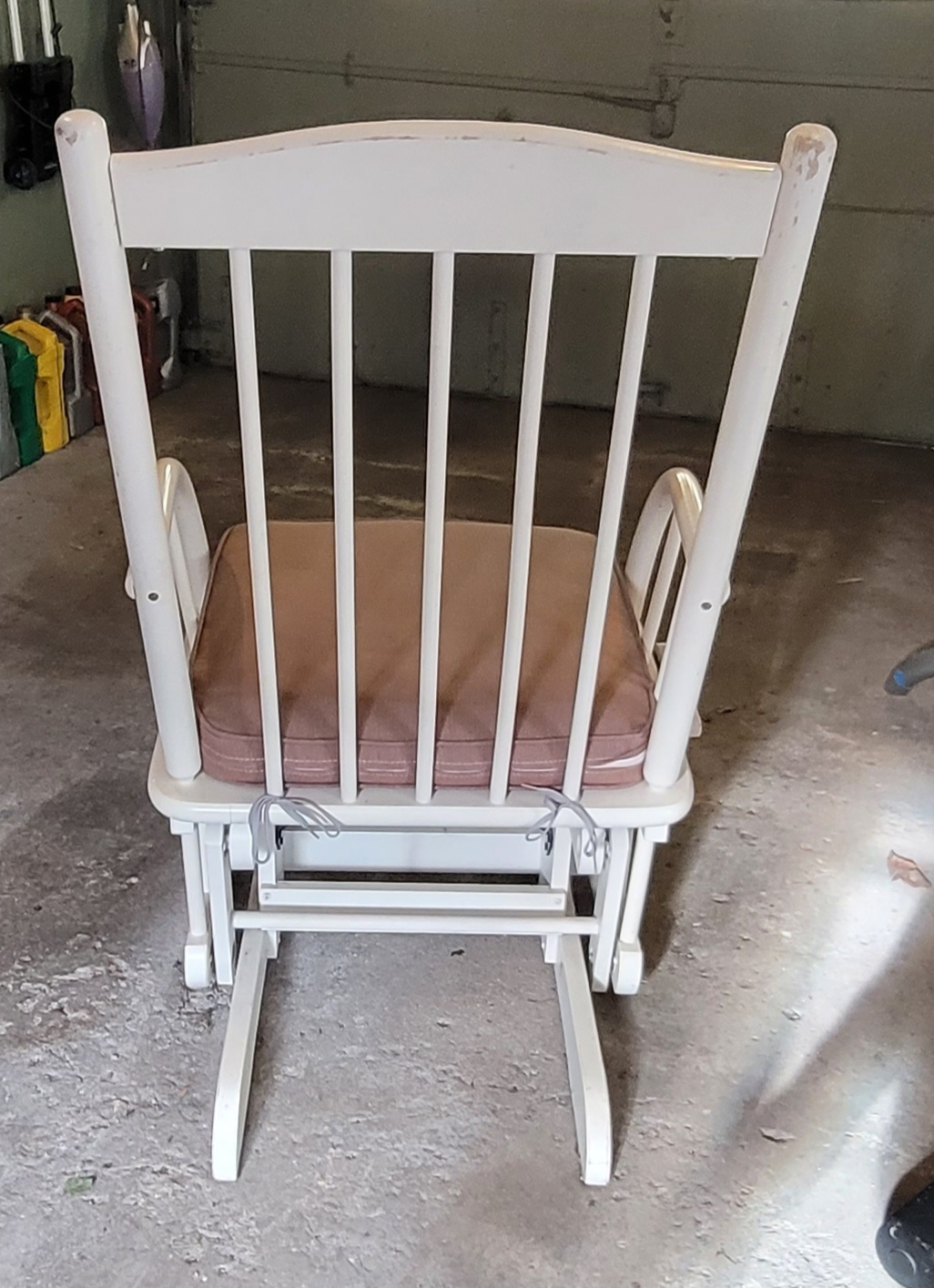 White Wooden Glider Rocker with Cushion - photo 5