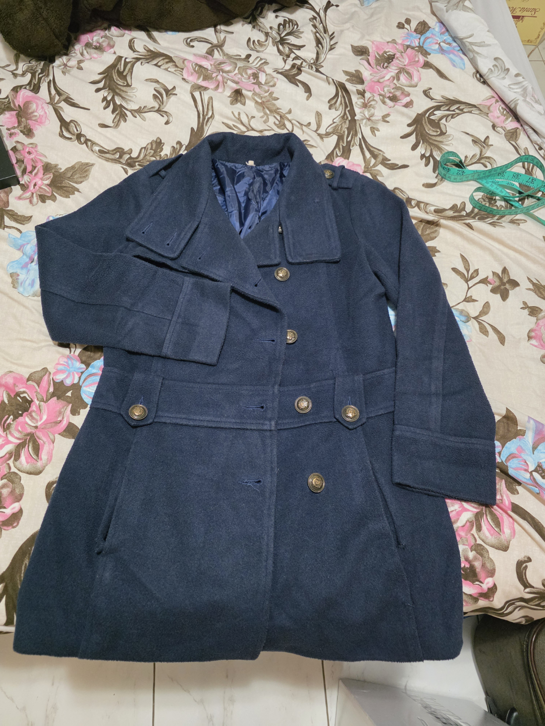 Navy Blue Double-Breasted Peacoat