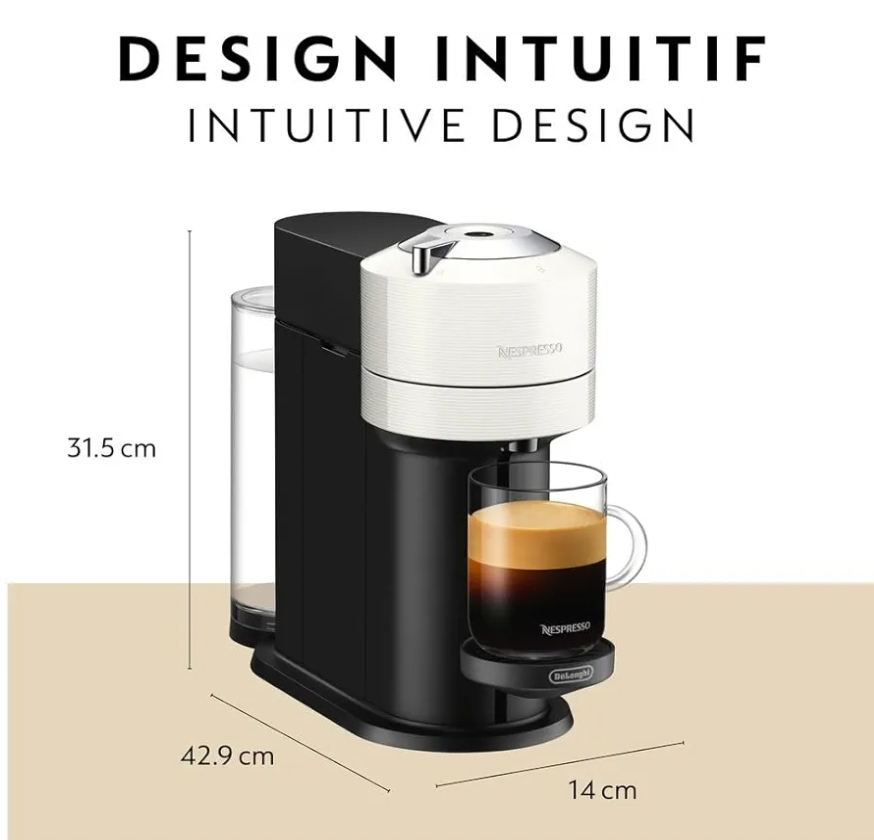 Nespresso Vertuo Next with Aeroccino 3 Milk Frother - White - photo 3