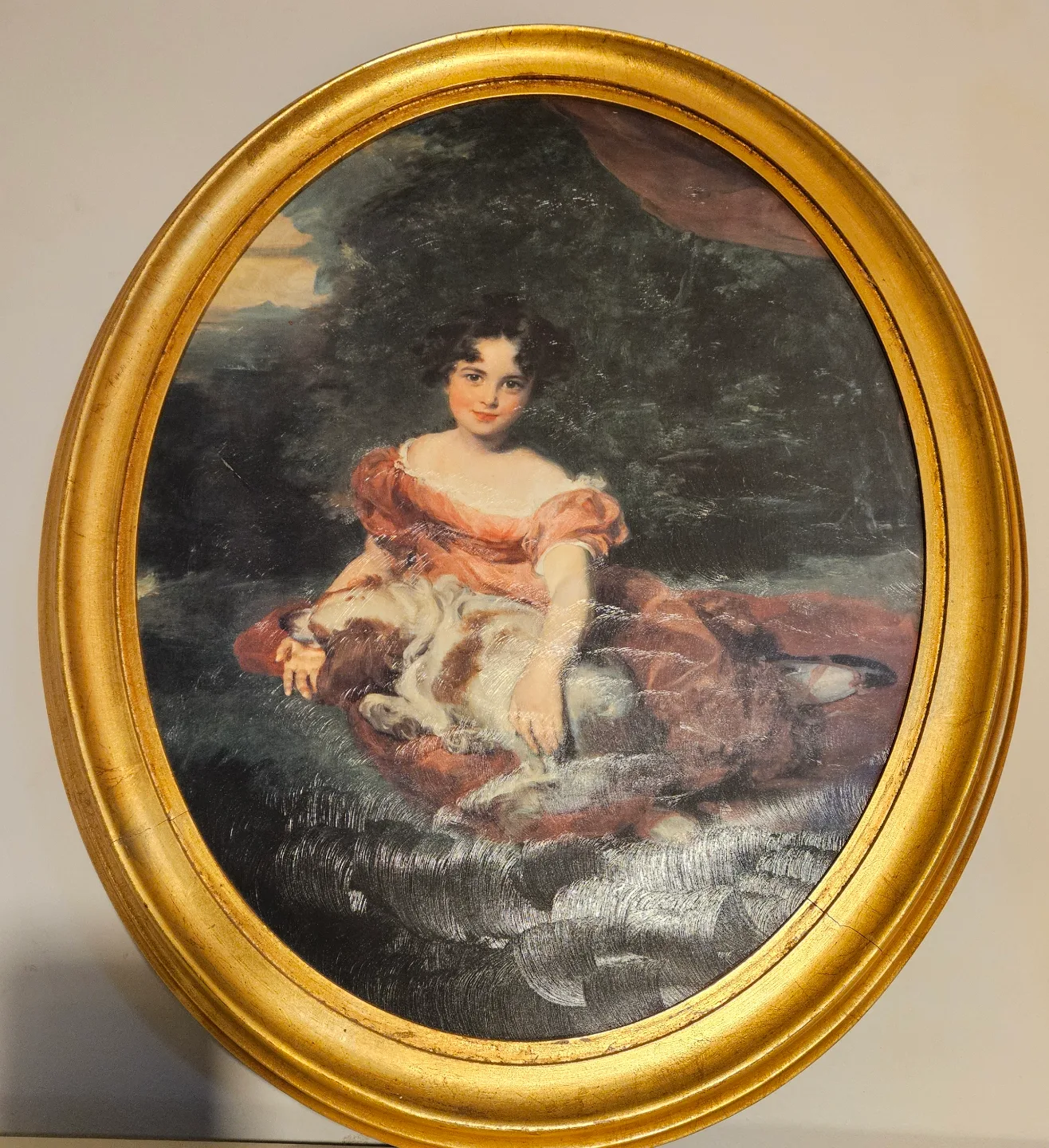 Oval Framed Portrait of Girl with Dog image indicator(2)