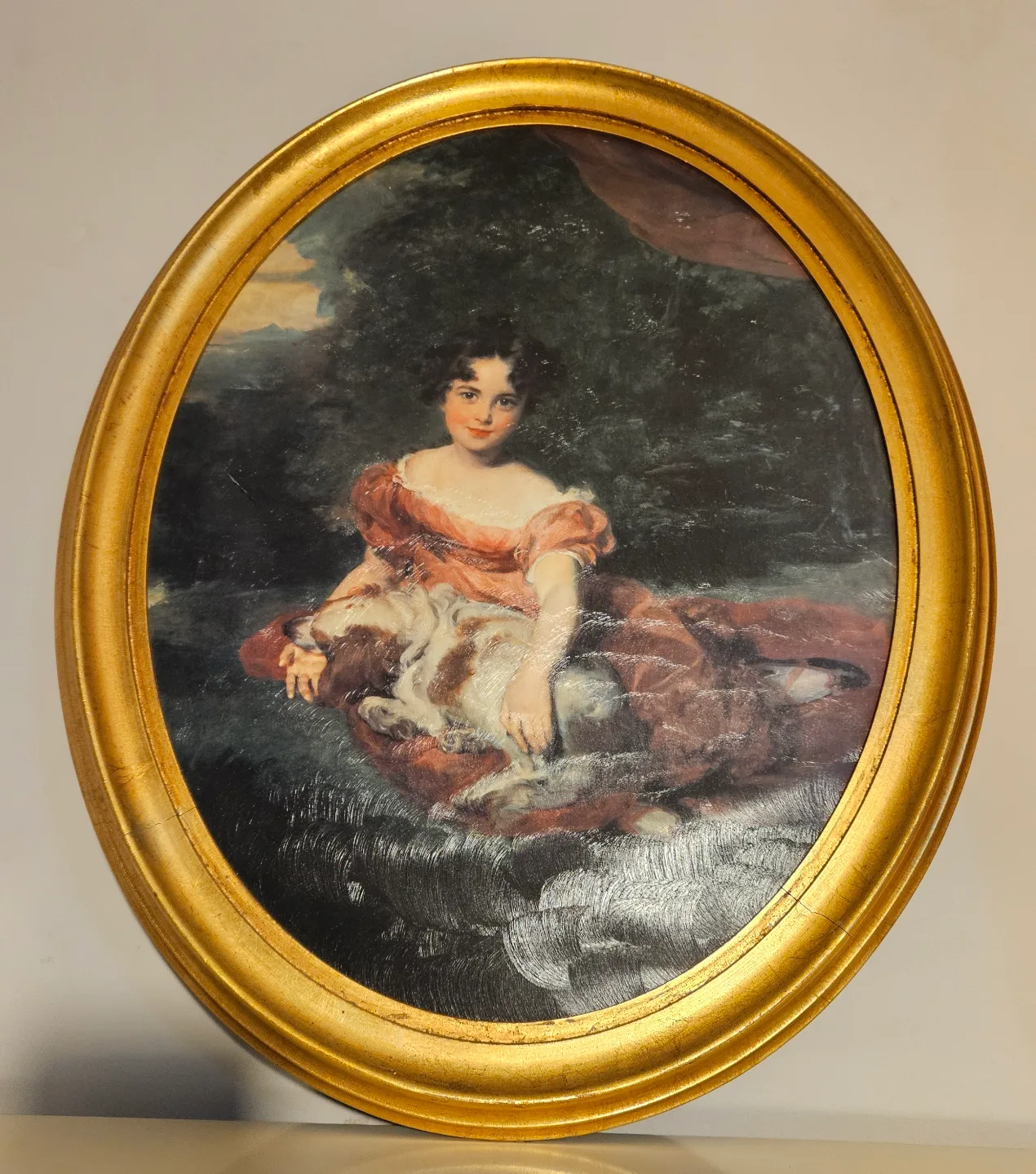 Oval Framed Portrait of Girl with Dog image indicator(3)