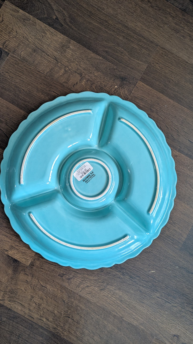 Vintage Turquoise Divided Serving Platter - photo 2