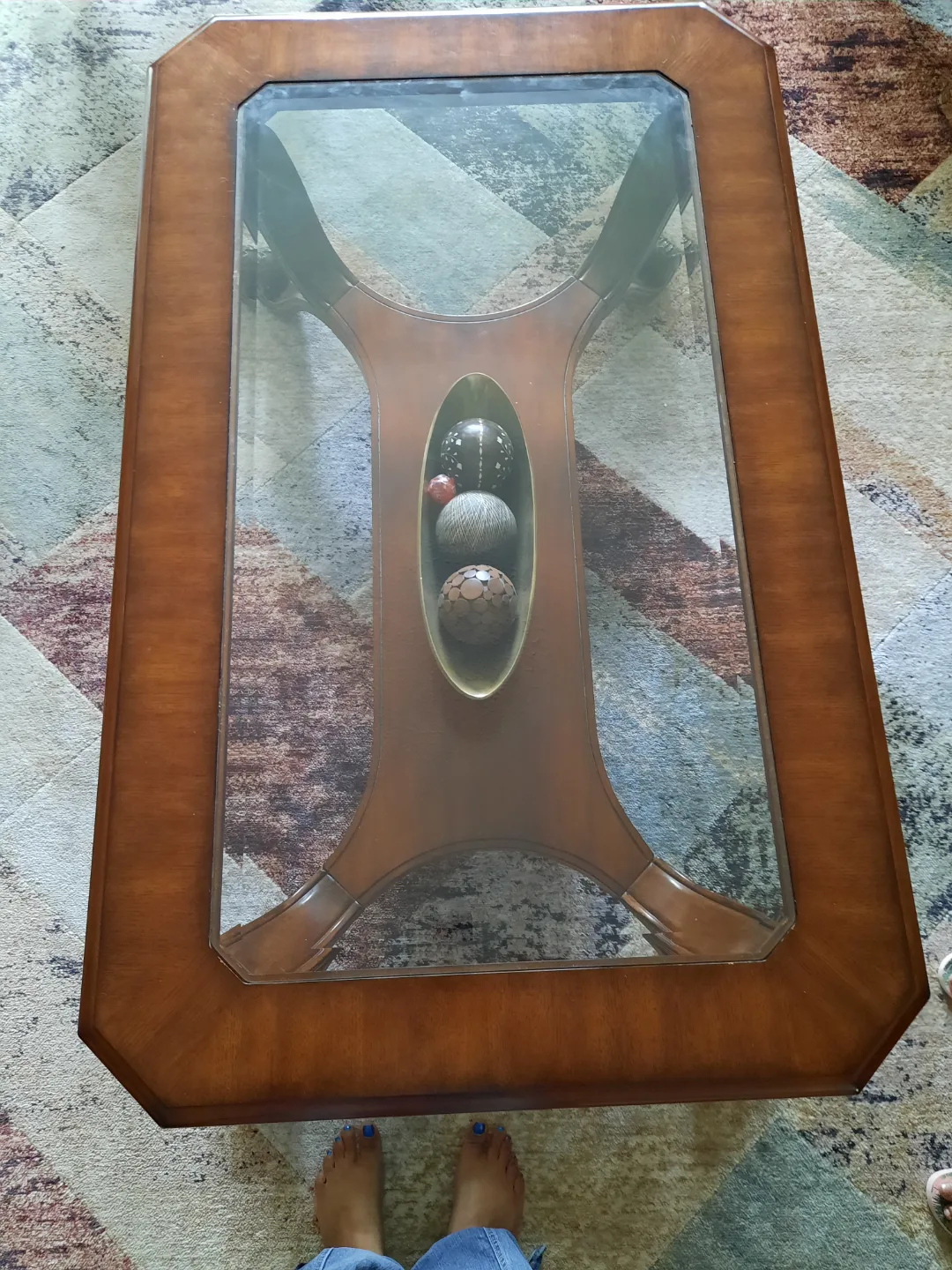 Elegant Wood and Glass Coffee Table thumbnail