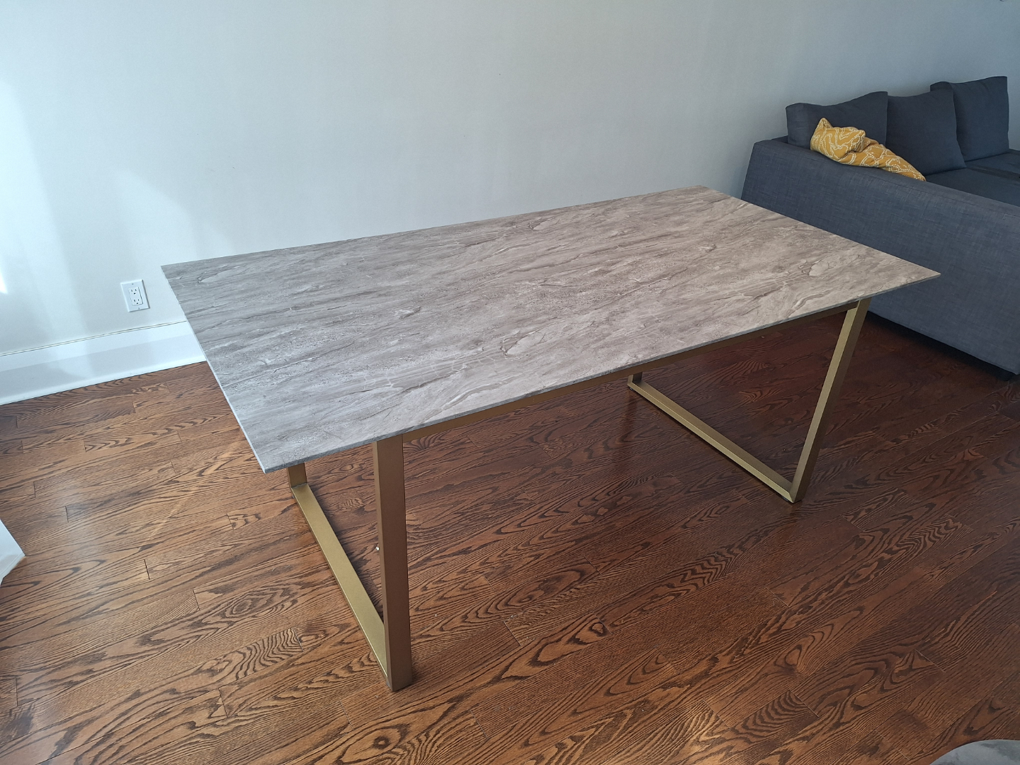 Structube Modern Dining Table with Gold Metal Legs