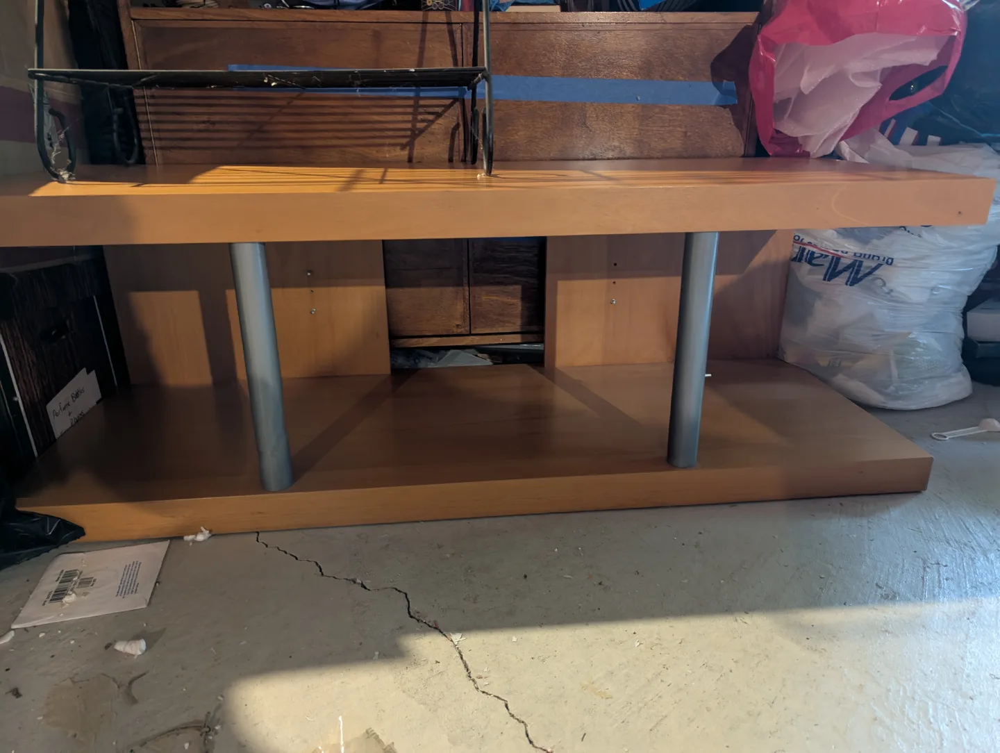 Wooden Entertainment Unit with Steel Legs thumbnail